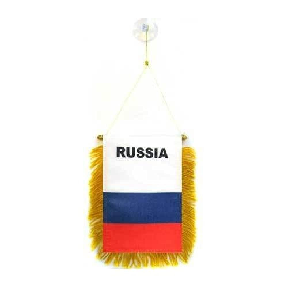 Russia Mini Banner 6'' X 4'' - Russian Pennant 15 X 10 Cm - Mini Banners 4X6 Inch Suction Cup Hanger - AZ FLAG