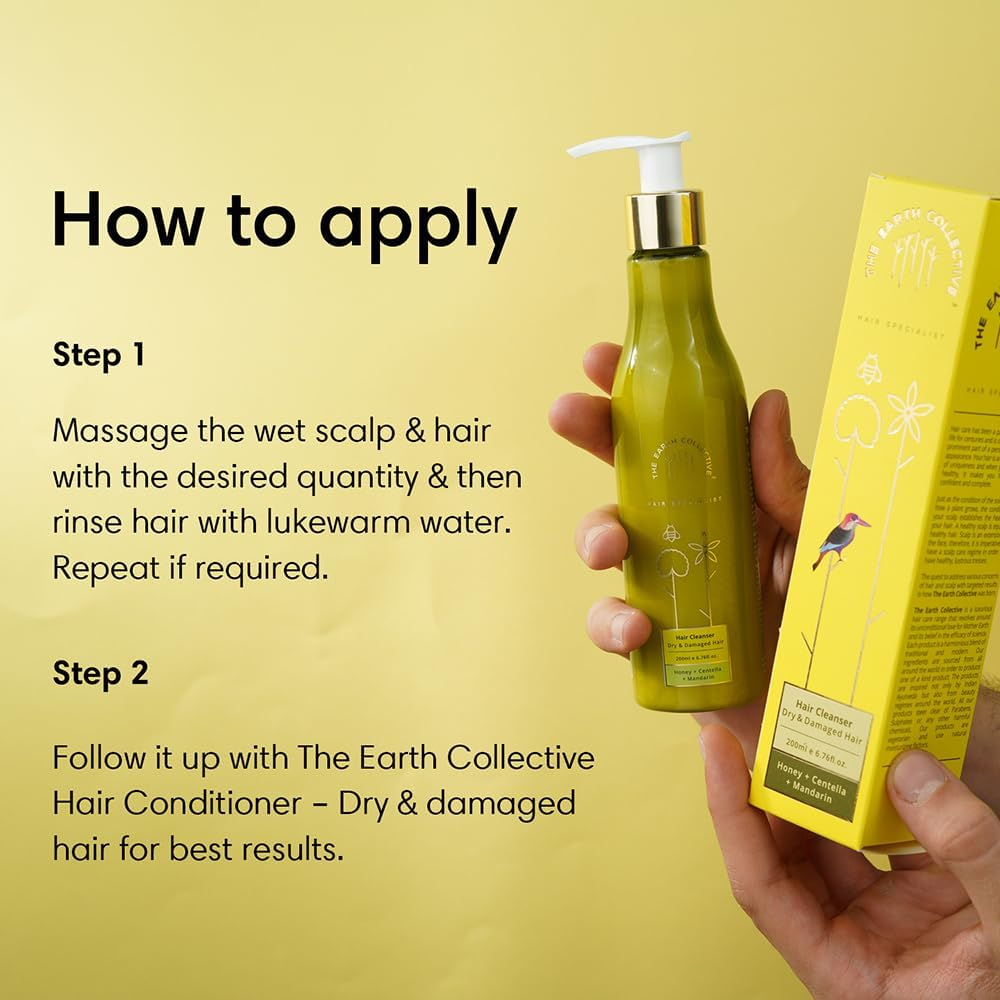 THE EARTH COLLECTIVE Hair Cleanser for Dry and Damaged Hair, Restores Smoothness to Dry and Frizzy Hair, No Harmful Chemicals, 200 Ml image number 5