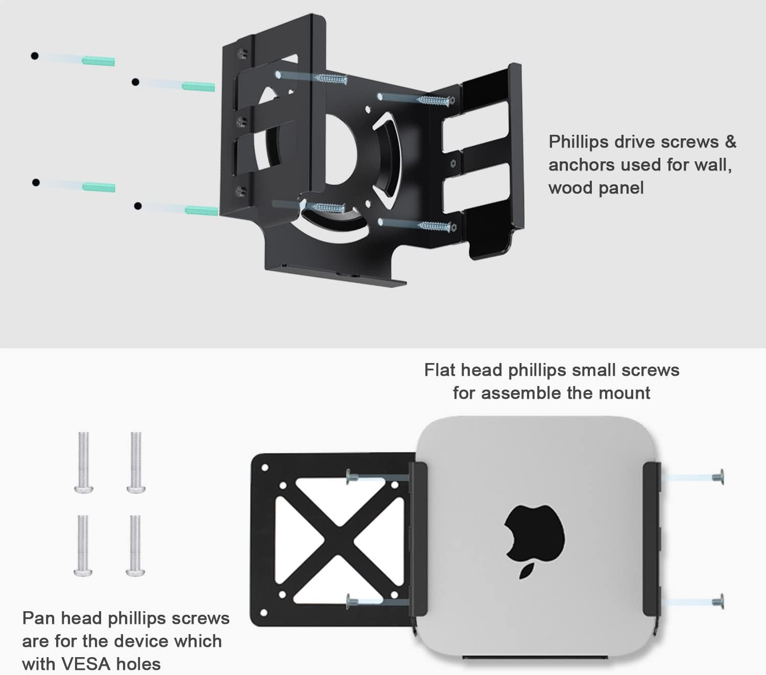 Mac Studio Mount, JEMACHE Heat Dissipation Anti-Scratch Aluminum under Desk, Wall Mount for Mac Studio M4 M3 M2 M1 Max, Ultra (Black) image number 5