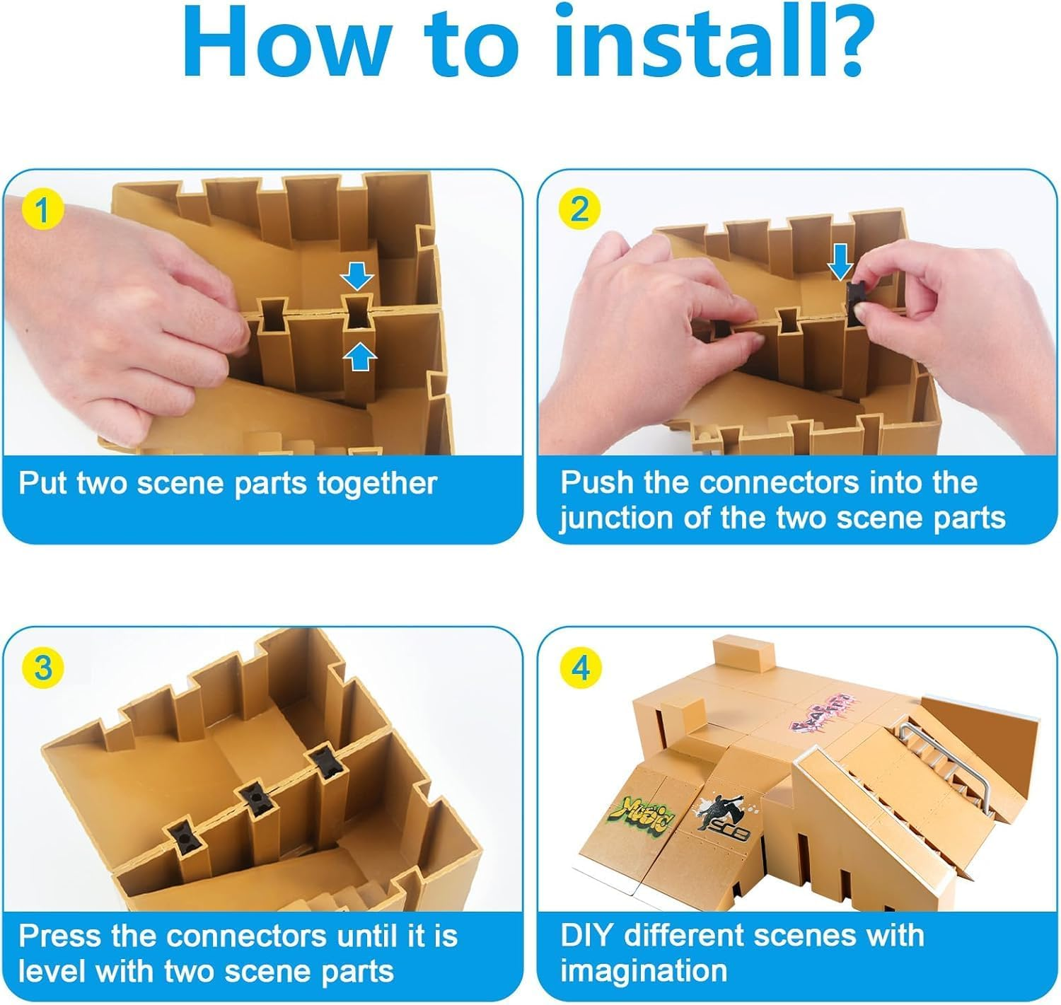 APEXORIGIN Fingerboard Skate Park Kit, Skateboard Finger Toys with 3 Finger Skateboards & 8 Skatepark Deck Ramp for Mini Finger Board Skate Training (Brown) image number 2