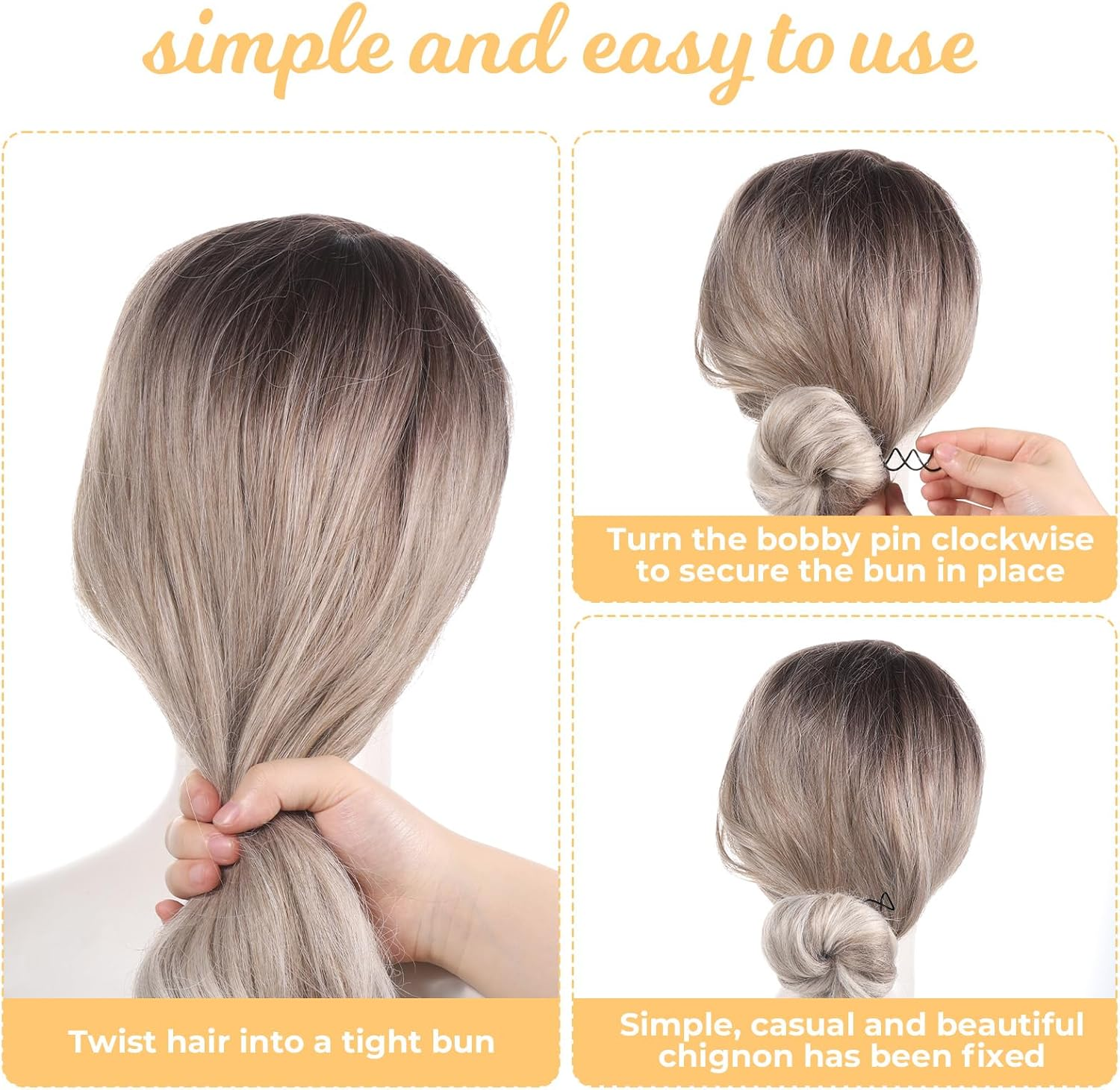 30 Pcs Spiral Hair Pins, 3 Colors Spiral Bobby Pins, Alloy Spin Pin, Non-Scratch round Clip & Bun Twist for Girls Women, Perfect Fashion Small Bun Bobbypins, Easy & Fast Use(2.36 Inches) image number 6