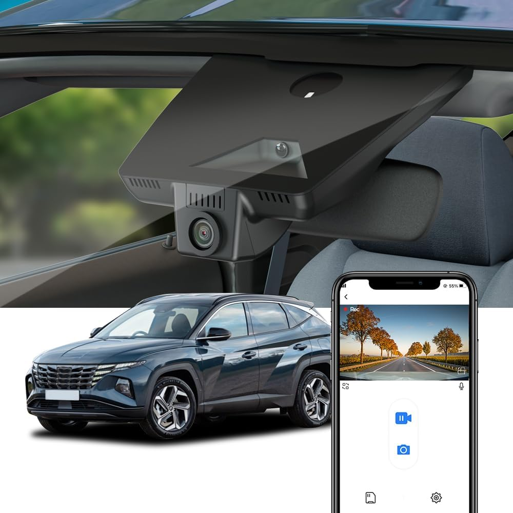 Fitcamx 4K Dash Cam Suitable for Hyundai Tucson 2022-2025 (Right Hand Drive Car), Integrated OEM Look, 2160P UHD Video, Built-In Wifi & APP Collision Sensor, Loop Recording, Easy to Install, 64GB Card image number 3