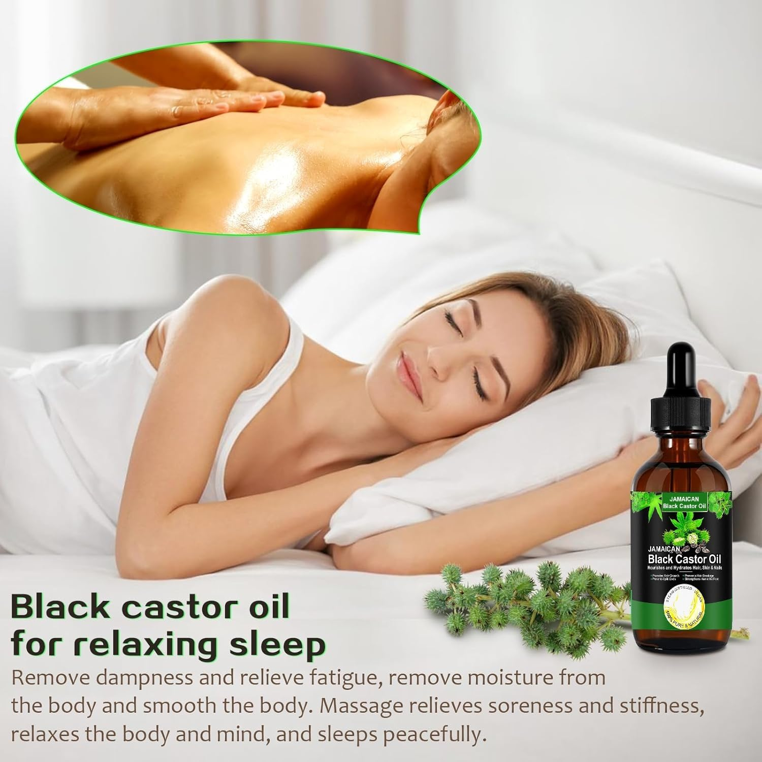 Jamaican Black Castor Oil, 100% Pure & Organic, Cold Pressed in Glass Bottles for Hair, Eyelashes, Eyebrow, Skin Growth, Hydration, Nourishment, Regeneration, Massage Essential Oil, 2 Fl Oz, image number 2
