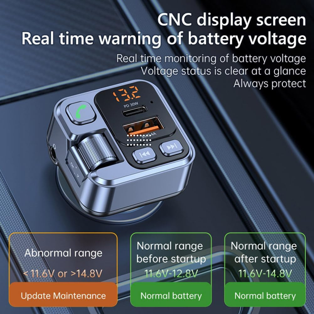 Car FM Transmitter Modualator Bluetooth Car MP3 Player USB Type C PD30W Car Charger Handsfree