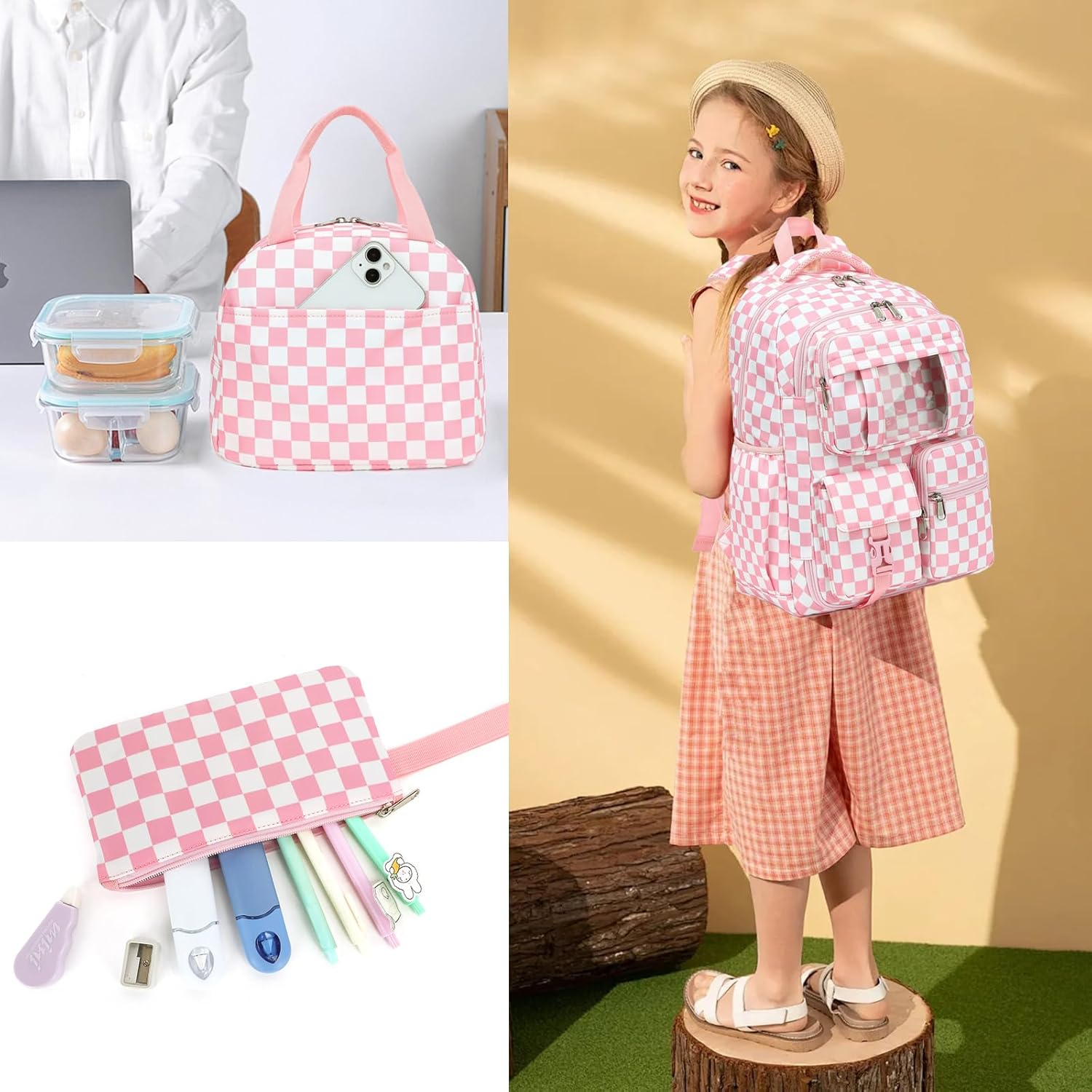 Girls School Backpack Set - Teens Kids School Bag Bookbag with Lunch Box Pencil Case for Elementary Middle School image number 1