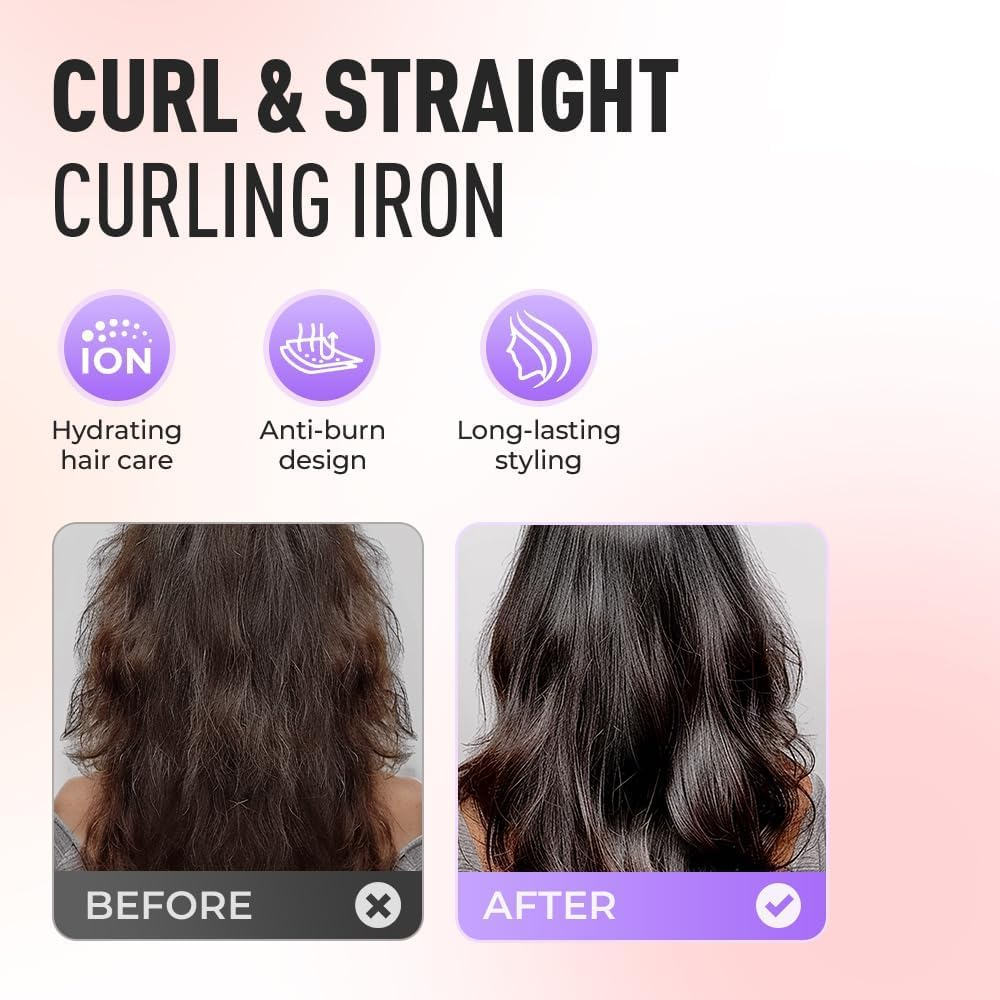 Go Brush Pro, Cordless Hair Straightener Brush, Portable Mini Hair Straightening Brush with 3 Temperature Settings & LED Display, USB Rechargeable Fast Heating Hairs Brush for Travel (Black) image number 2