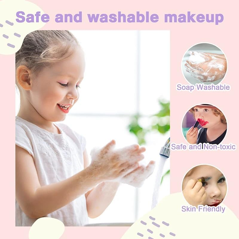 Kids Makeup Kit for Girl - Kids Washable Makeup Girls Toys with Unicorn Cosmetic Case, Real Girl Makeup Sets for Toddler Kid Children Christmas Birthday Gifts Toys for 3 4 5 6 7 8-12 Year Old Girls image number 2