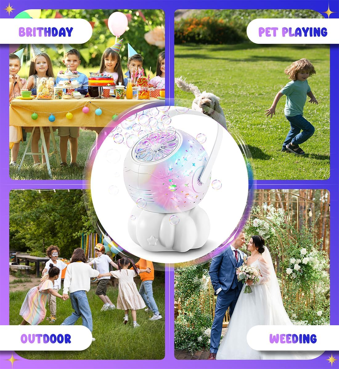 Rechargeable Bubble Machine with Multicolor LED Lights - Blow Larger Bubbles - Automatic 600Ml Bubble Maker for Kids - Outdoor Toys for Toddlers Ages 4-8 Boys Girls Party Birthday Gifts image number 2