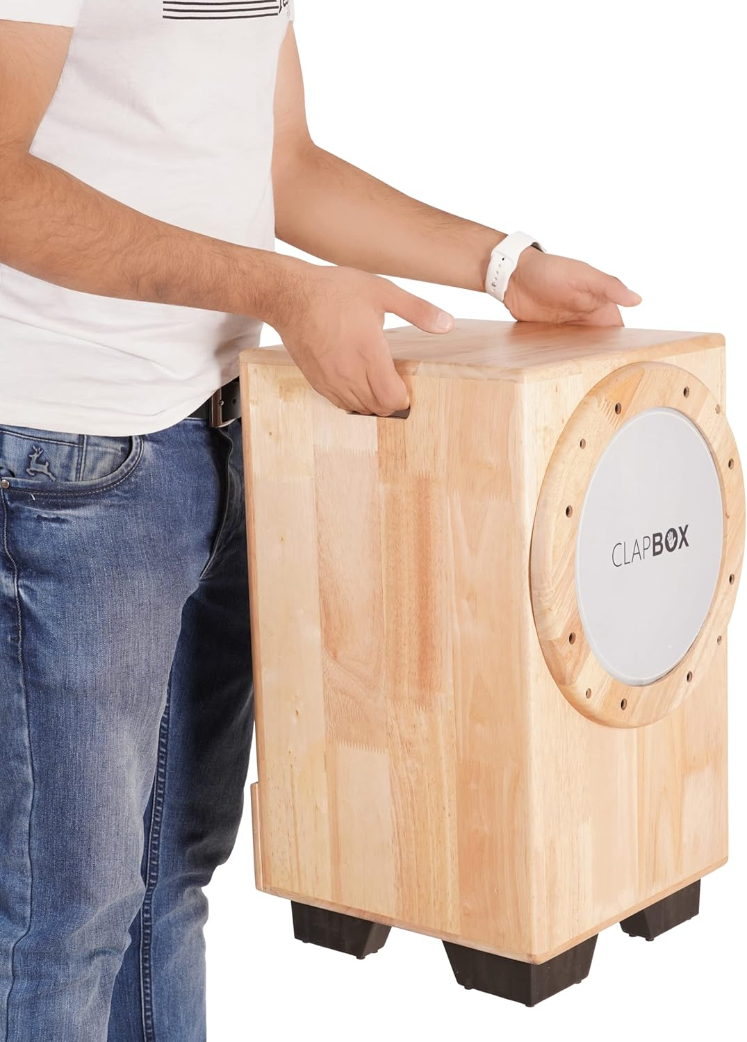 Clapbox Cajon Drum Birch Wood (Full Size) - NOT MADE in CHINA - 3-In-1 - Cajon + Bongo + Darbuka | Most Popular Percussion Brand Online (Natural, Cajembe) image number 5