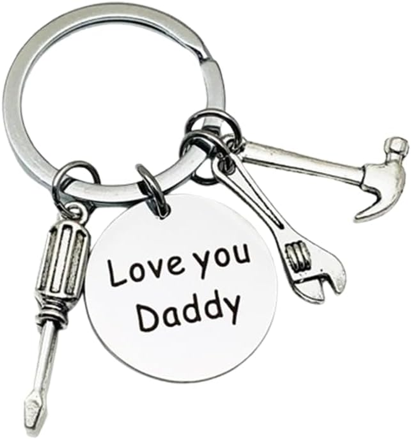 Keychain,Fathers Day Birthday Gifts for Father Dad, with Engraving 'LOVE YOU Daddy' for Best Dad Daddy Christmas Presents for Father Man'S Keychain image number 3