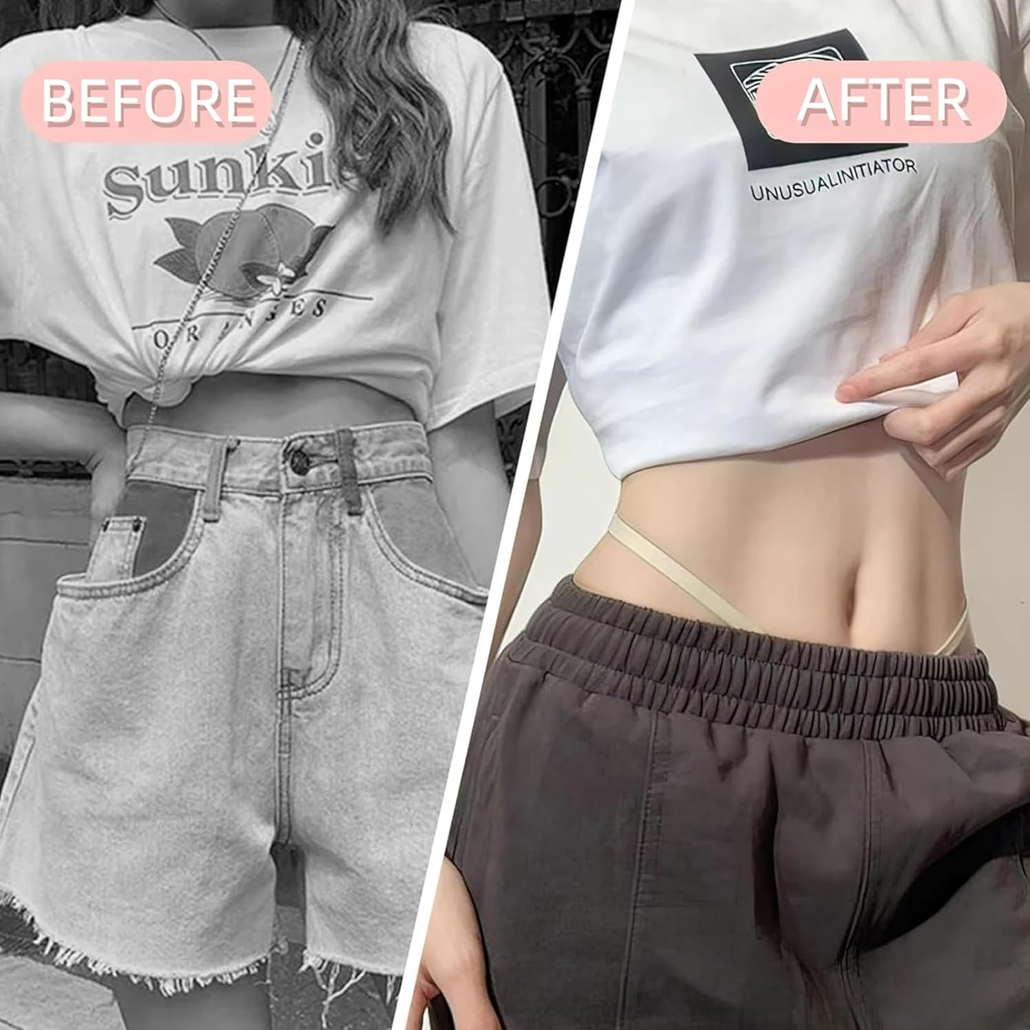 Crop Top Tucking Band Set, 4-Pack, Adjustable Elastic Shirt Retaining Straps image number 4