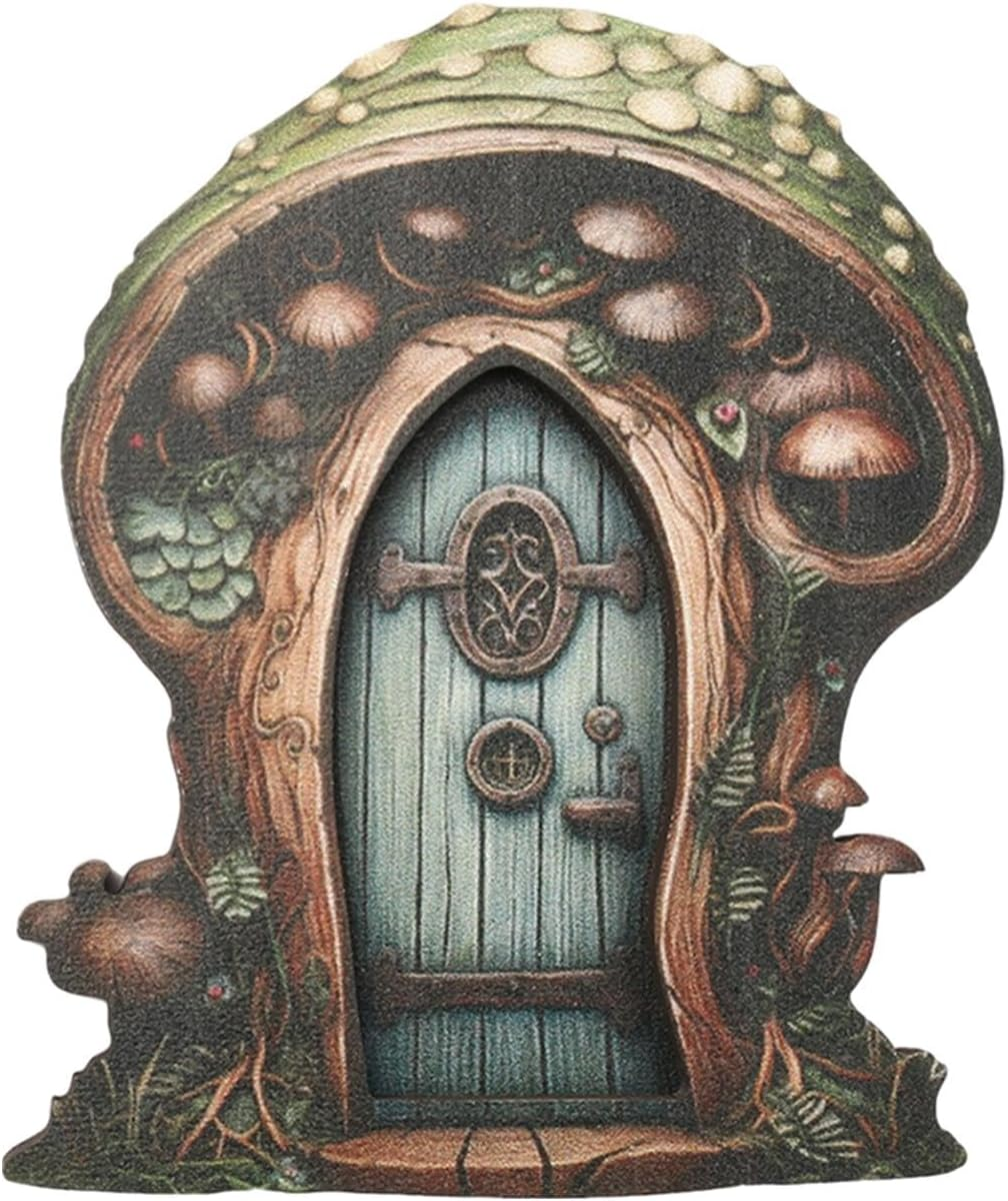 Fairy Door,Wooden Fairy Door - Adorable Fairy Garden Atures, Garden Ornaments Decoration for Fairy Home, Tree Trunk