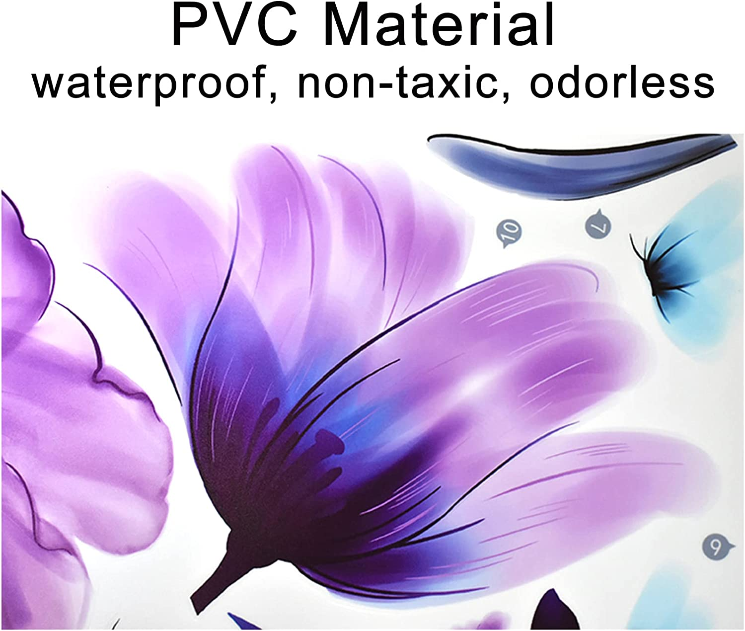 Pinenjoy Purple Tulip Wall Decals Flower and Colorful Butterfly Wall Sticker 25.2X35.43Inch Removable Self-Adhesive Vinyl Art Floral Murals for Living Room Bedroom Nursery TV Sofa Background Decor image number 5