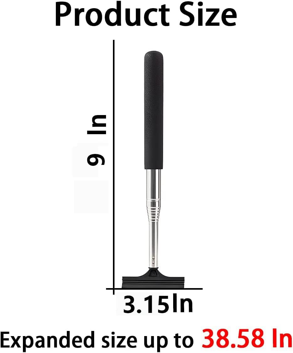 Car Rearview Mirror Wiper, Retractable Auto Glass Squeegee, Water Cleaner with Telescopic Long Rod, Portable Cleaning Tool for All Vehicles, Universal Automotive Accessories (Black) image number 5