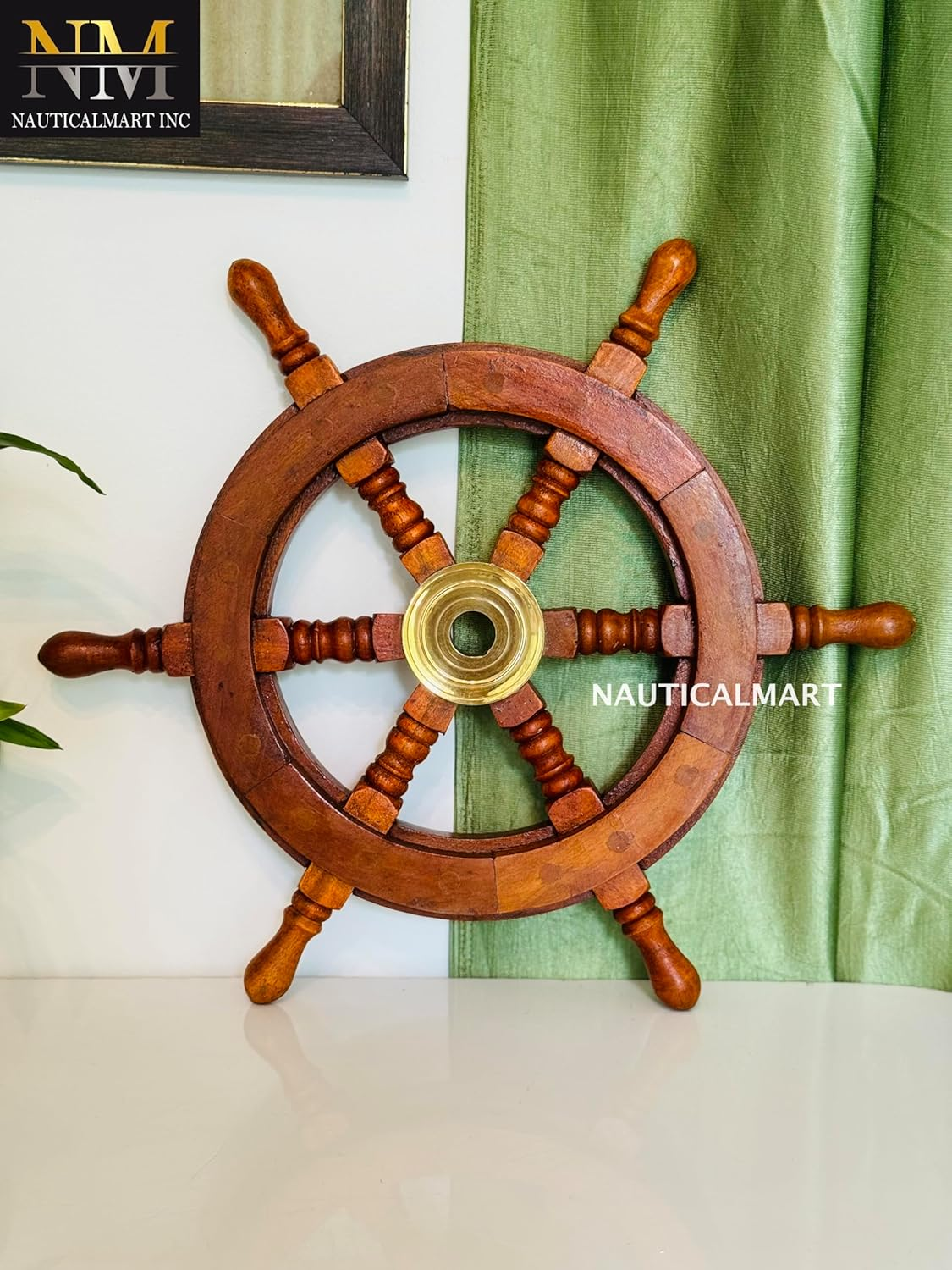 Sailors Special Handcrafted Wooden Ship Wheel 15" Classic Ship'S Steering Wheel Sailing Home Wall Mounting Decoration Accents Nautical Collectibles Decor image number 5