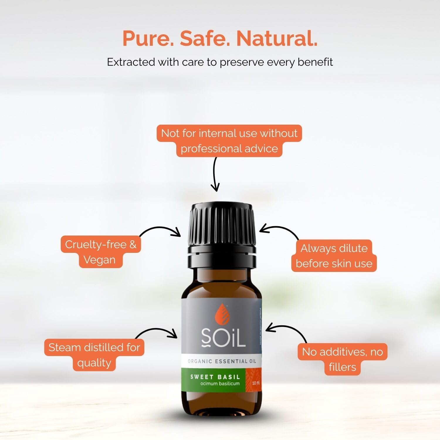 Soil Organic Basil Essential Oil, Essential Oil Diffuser, Versatile Applications, No Animal Testing, Parabens, Petro-Chemicals, Synthetic Colours, or Synthetic Fragrances, ECOCERT Certified, 10Ml image number 4