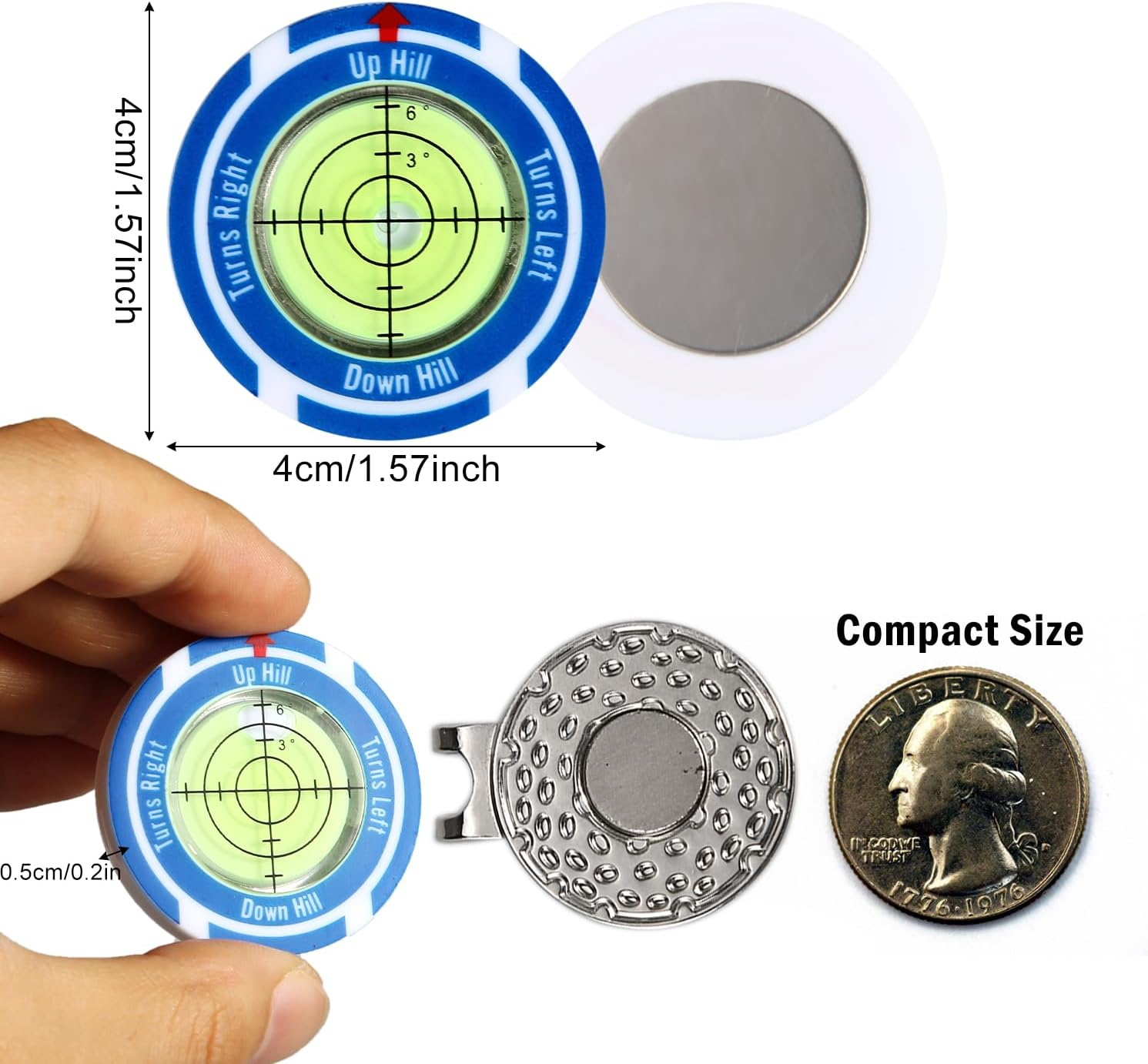 Golf Green Slope Reader with Golf Ball Marker Hat Clip, High Precision Golf Putting Green Reader Golf Slope Putting Level Bubble Golf Level Marker Golf Putting Aid for Indoor Outdoor image number 4