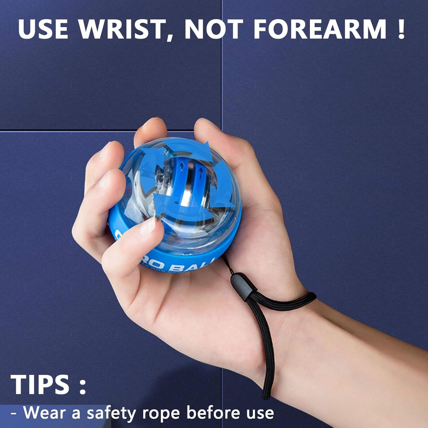 Gyro Ball Wrist Exerciser, Auto-Start Wrist Power Gyro Ball with LED Lighting, for Arms, Fingers and Muscles Training - Red image number 7