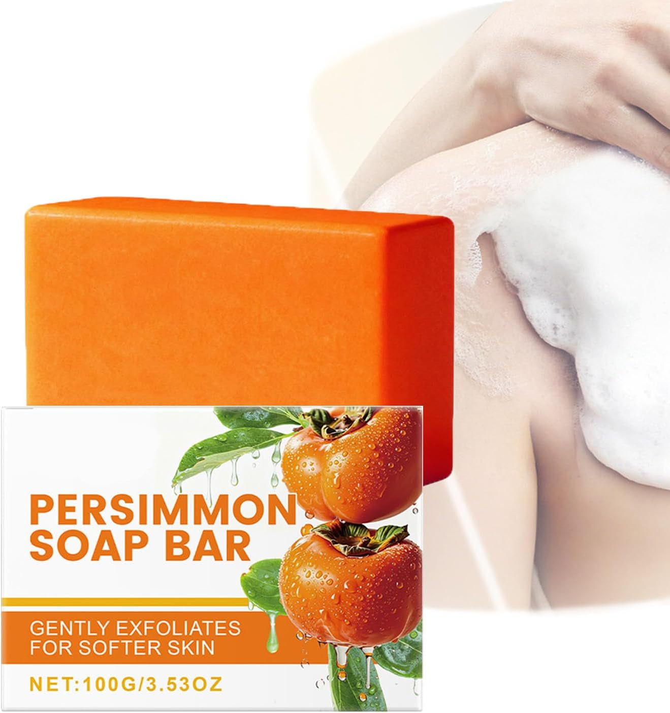Persimmon Soap Bar for Body Odor,Persimmon Soap Old People Smell,Handmade Body Deeply Cleansing Bar,For Men and Women - Gentle on All Skin Types,Gentle Cleansing and Exfoliation (1 PCS)