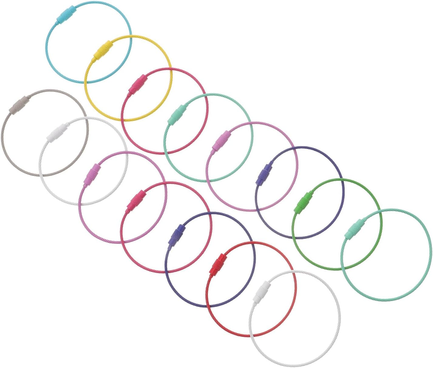 MUCKLILY 15Pcs Painted Steel Wire Keychain Loop Luggage Tag Rings 1.5Mmx15Cm Sturdy Cable Key Ring Holder for Travel Accessories image number 6