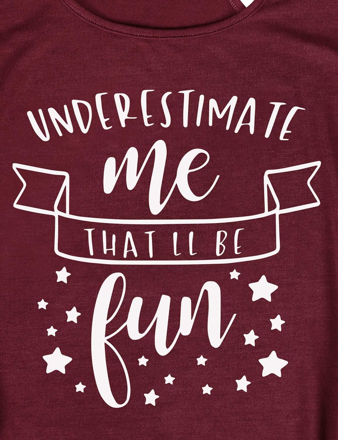 WLLW Women Underestimate Me That Ll Be Fun Sweatshirt Long Sleeve Shirts with Pockets (Y-Wine Red, Small) image number 1