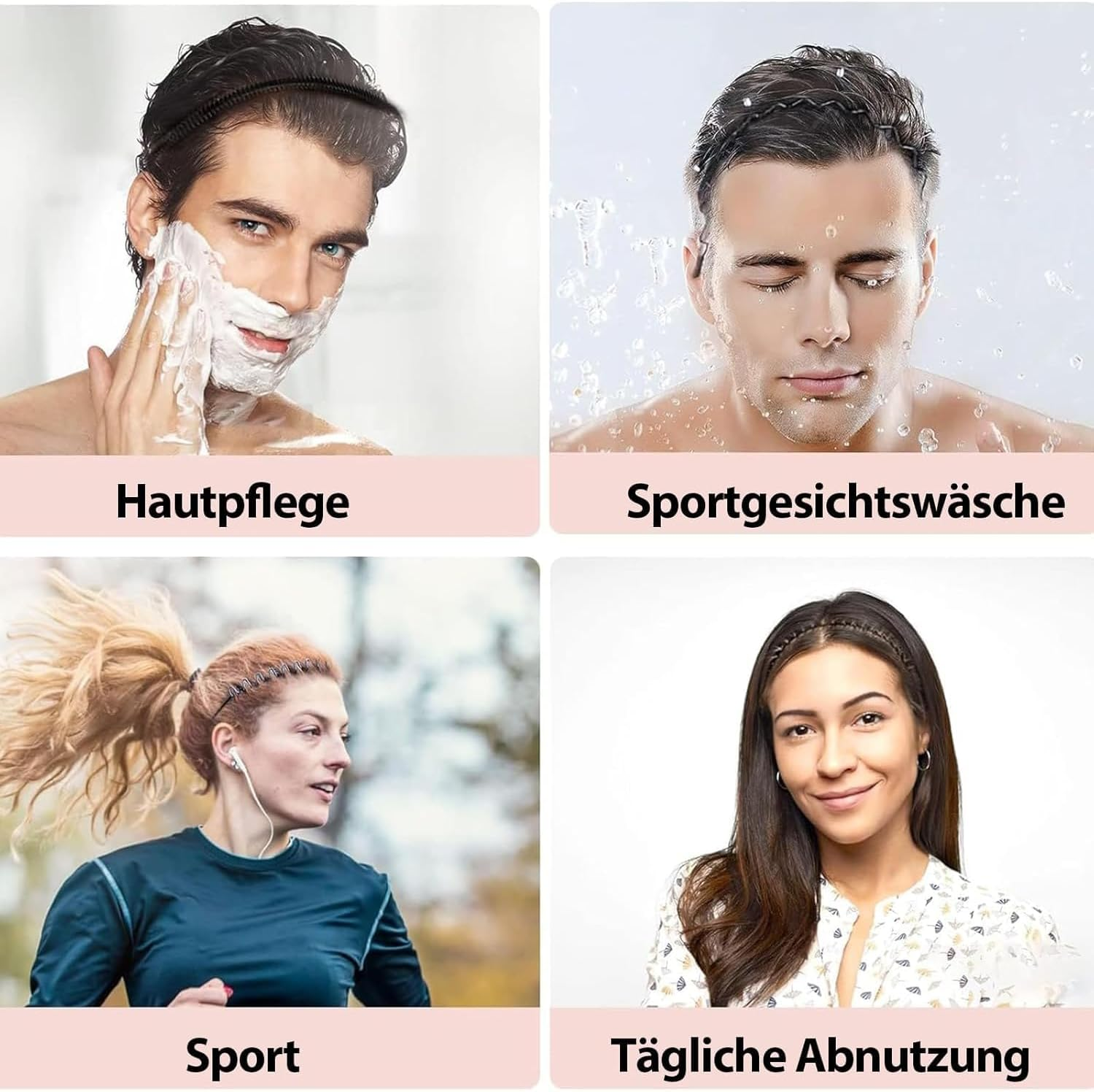 Pack of 12 Metal Hair Bands, Black Hair Band, Wave Metal, Headband, Unisex, Multi-Style Hair Bands for Men, Women, for Sports, Yoga, Makeup image number 1