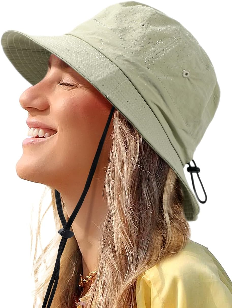 Waterproof Bucket Hat for Women Men Rain Hat UPF 50+ Wide Brim Boonie Sun Hat Foldable Summer Floppy Beach Fishing Safari Hat - Black image number 5