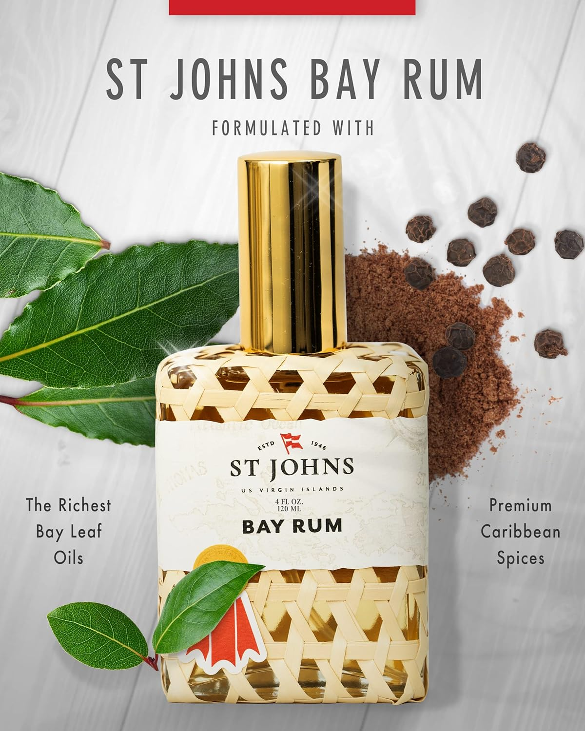 St Johns Fragrance Company Bay Rum Aftershave Cologne 4 Oz Spray image number 3