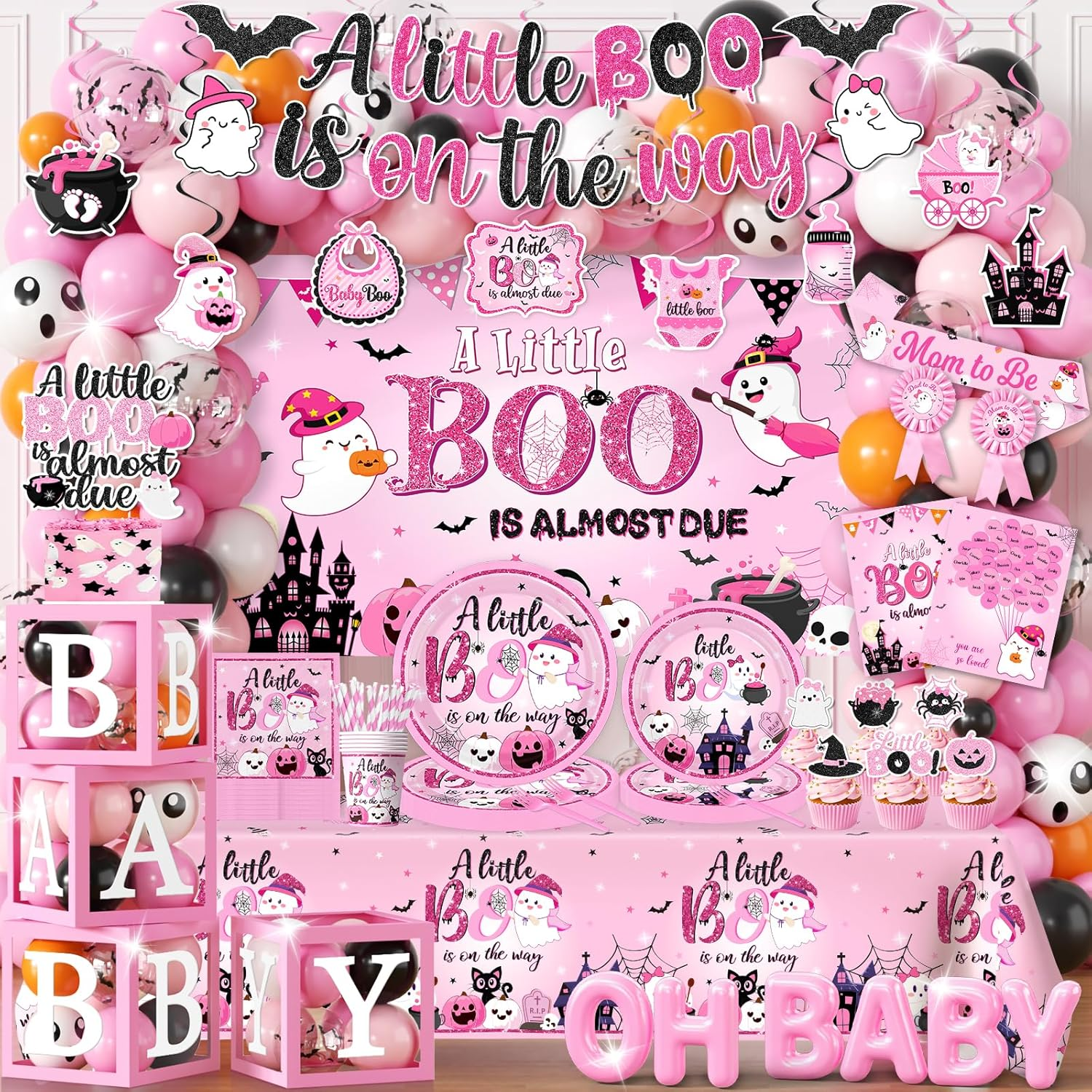 Boo Baby Shower Decorations (Pink) image number 1