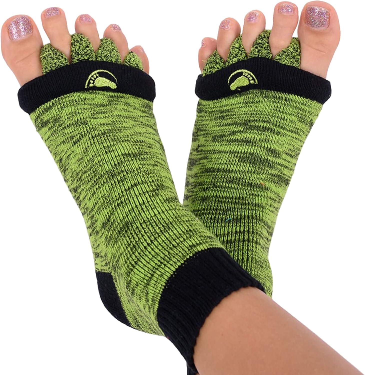 The Original Foot Alignment Socks Happy Feet Alignment Socks - Toe Separators for Men, Green, X-Large