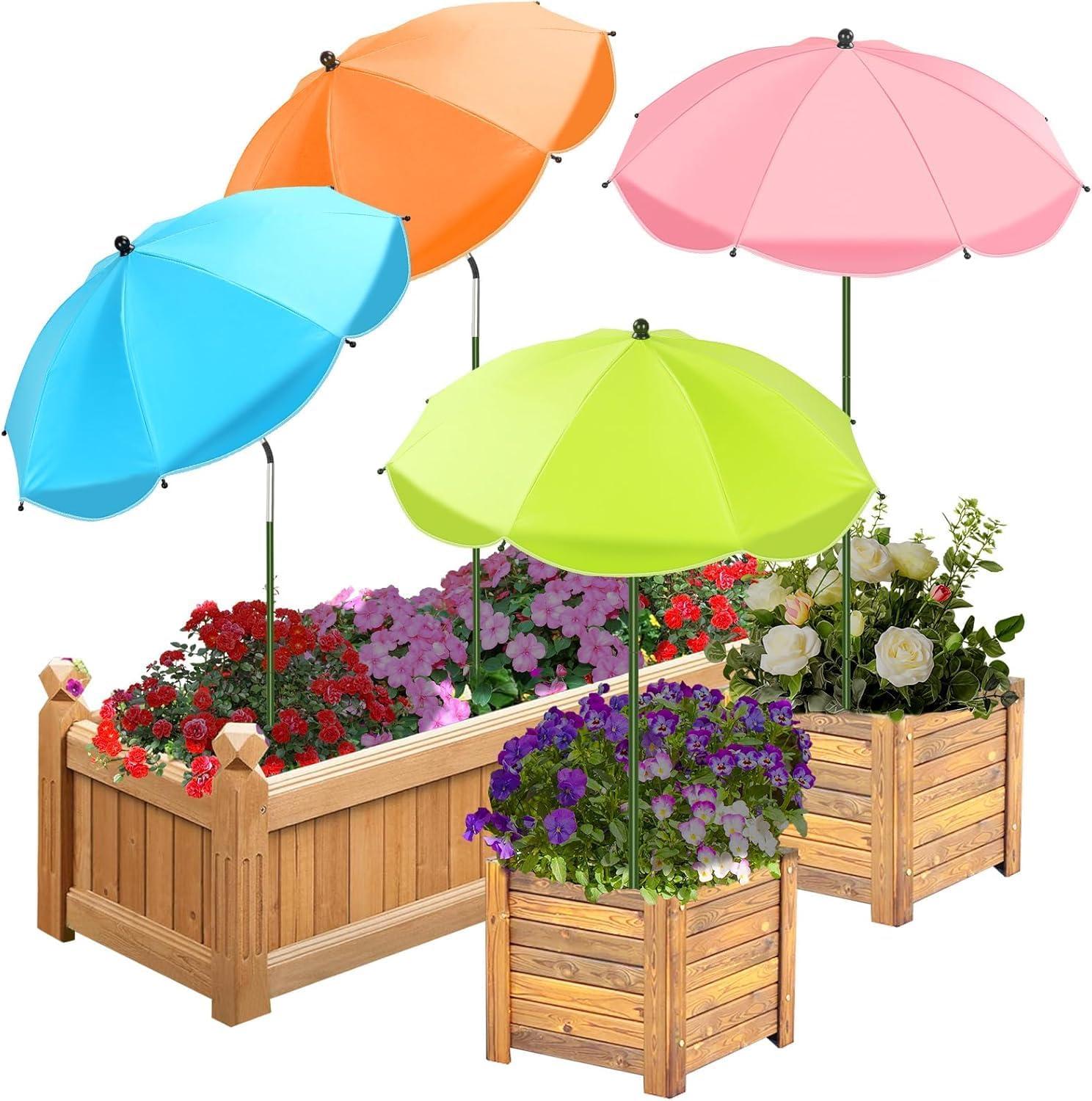 Plant Umbrellas for Outdoor Plants, 4 Pack Upgraded 26" Larger Garden Umbrella Shade with Adjustable Angle, 43.4" Higher Sun Shade, Potted Plant, Garden Beds image number 3