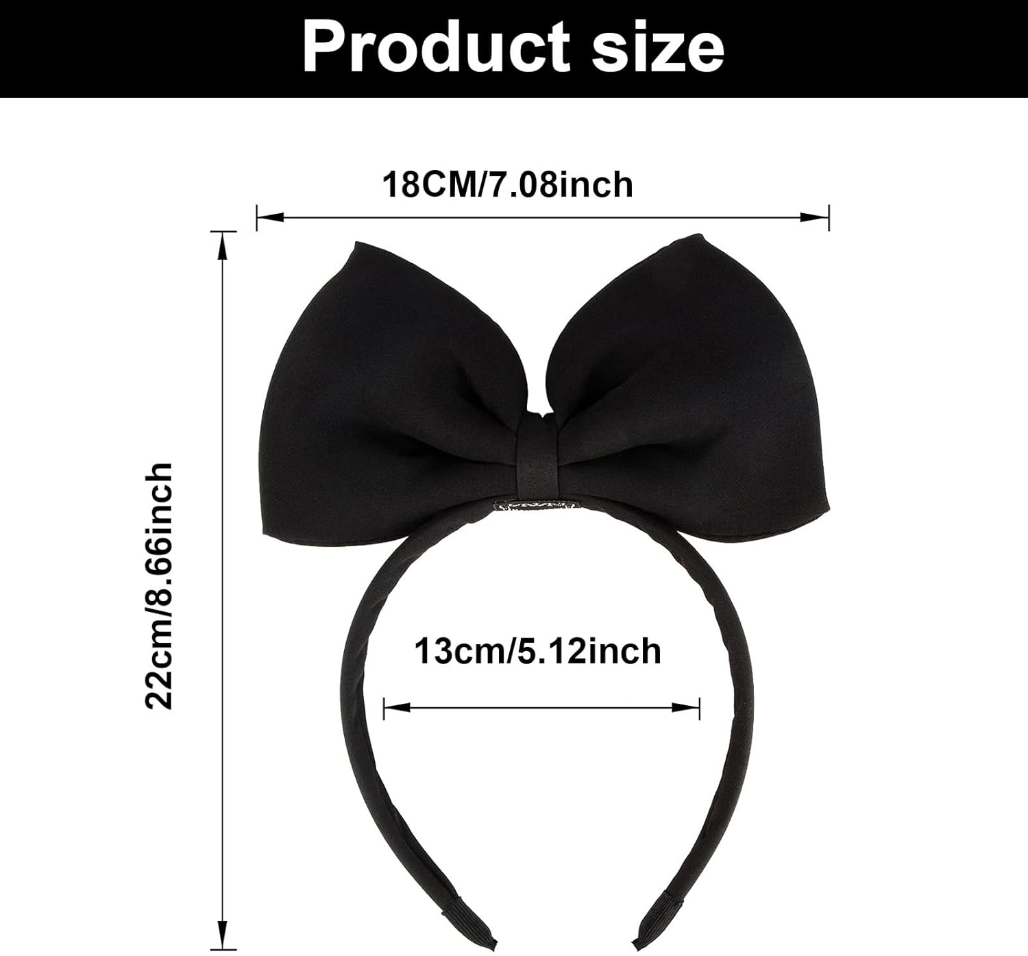 Black Bow Headband, Large Bow Design, Comfortable Fit, Daily Wear, Parties, Photo Shoots+Women, Girls, Cosplay Enthusiasts, Fashion Lovers+Stylish, Durable, Non-Slip+Alice in Wonderland Accessories(2Pcs) image number 6