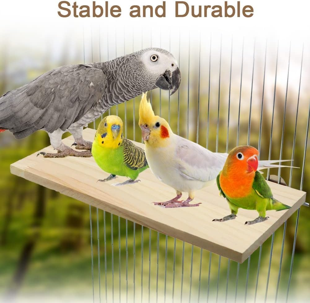 Parrot Bird Wood Perch Stand Platform Rectangle Square Shelf Stand Board for Budgie Parakeet Cockatiel Hamster Gerbil Rat Chinchillas Guinea Pig image number 5