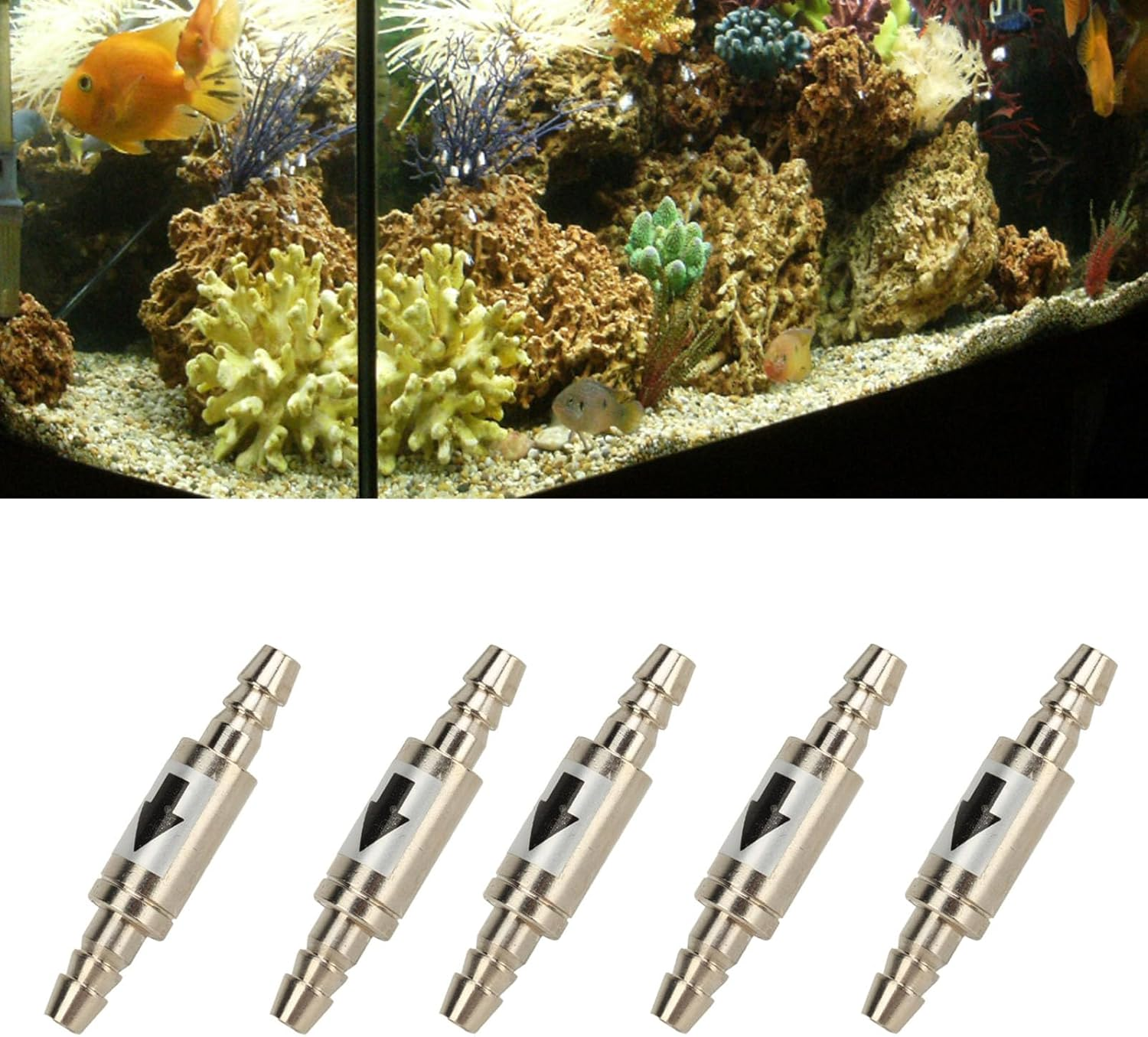 5Pcs Stainless Steel One Way Check Valve, Proof CO2 Check Valve, Lightweight Fish Tank Check Valve, Easy to Install Aquarium Check Valve for Fish Tank Aquarium Zone Generators image number 5