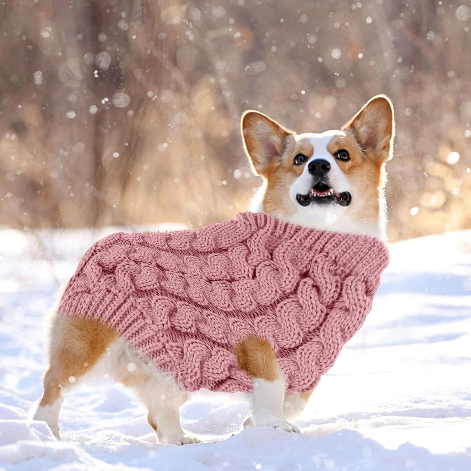 LASIEYO Dog Jumper, Small Dogs, Turtleneck Knitted Jumper, Winter Warm Dog Jumper, Pet Warm Jumper for Small Dogs (L)