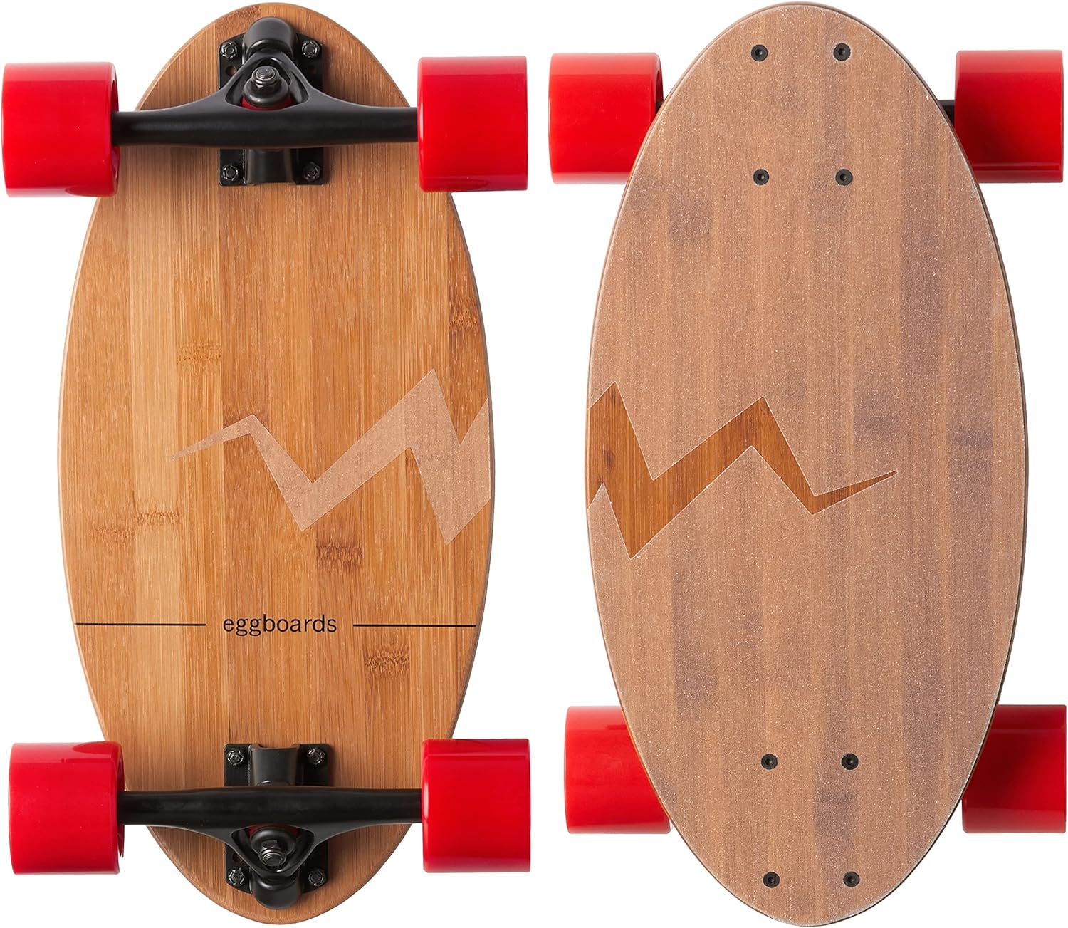 Eggboards Mini Longboard Cruiser Skateboards - Small Board for Adults and Kids with Wide Skateboard Deck 19 Inch in Bamboo Wood