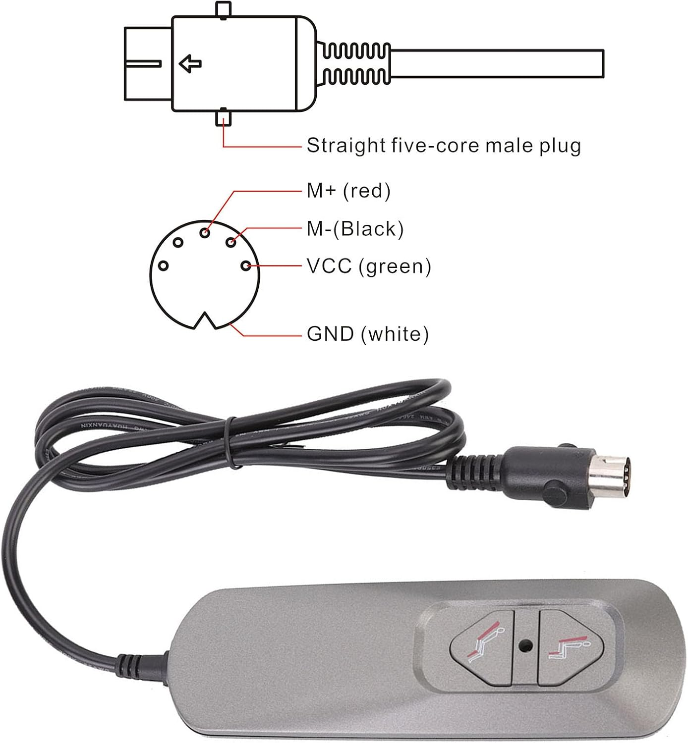 Chair Lift Manual Controller, Electric Touch Switch Recliner Chair Sofa 2 Button Remote Control Hand Control Switch Controller Power Recliner Switch 5A image number 6