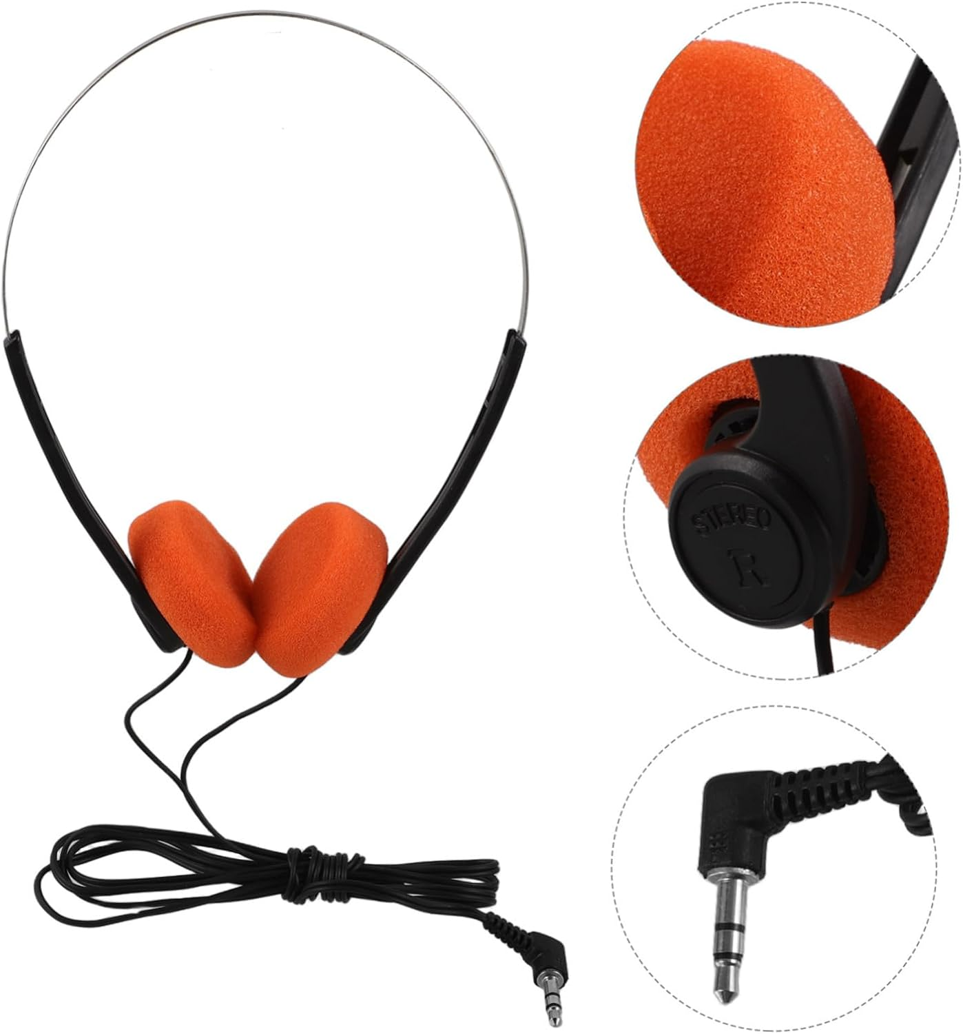 WOONEKY Adjustable Lightweight Retro over Ear Headphones with Cushioned Ear Pads for Comfortable Fit Safe Listening School Headphones for Students in Classroom and Library Use image number 4