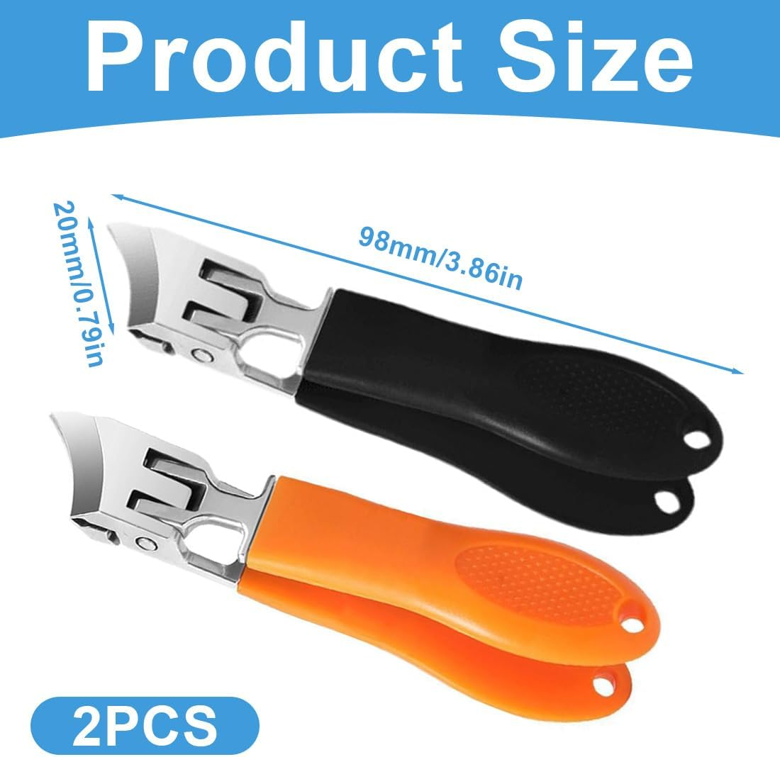 VYIBPDY Pack of 2 Curved Nail Clippers, 2025 Angled Fingernail Clippers, Oblique Nail Clippers, Ergonomic No Splash Self-Collecting Nail Cutter, Wide Opening (Orange and Black), A, A image number 5