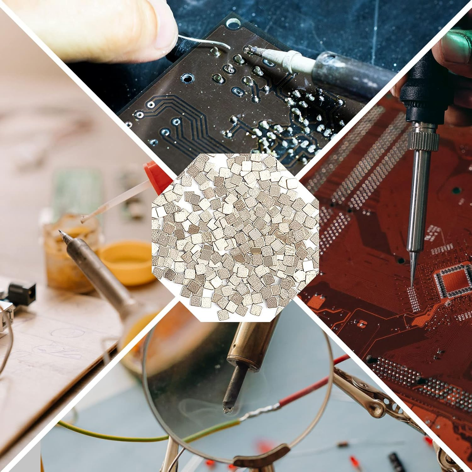 AIEX 4 Grams (About 400 Pcs) Silver Solder Flux for Jewelry, 2X2Mm Precut Silver Solder Chips Ultra Tiny Medium Density Easy Soldering for Jewelry Repair & Making (M Solder, 1360&deg;F)