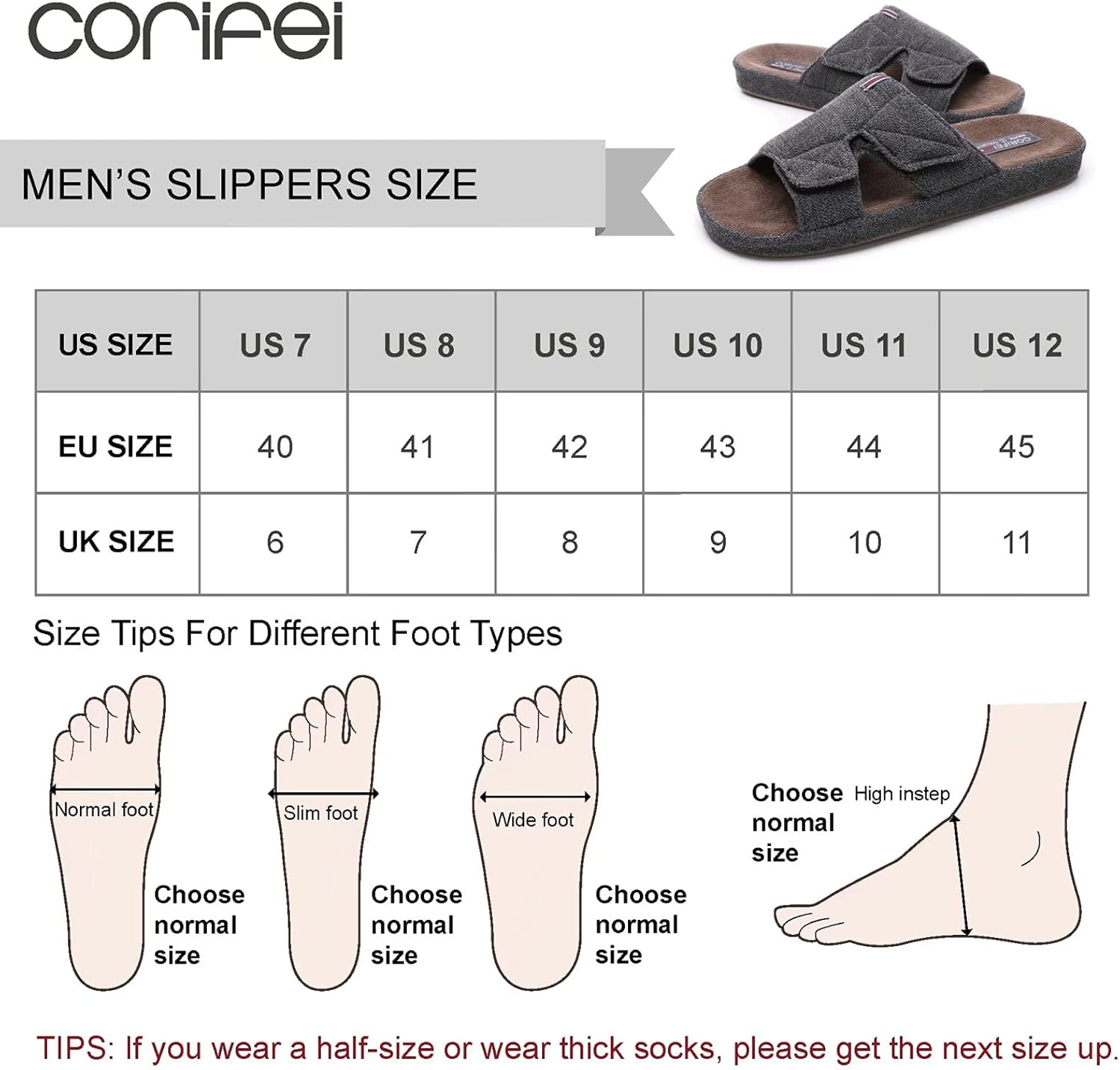 Men'S Open Toe Slippers with Arch Support Adjustable House Slippers Anti-Slip Cross Brand Indoor Outdoor image number 2