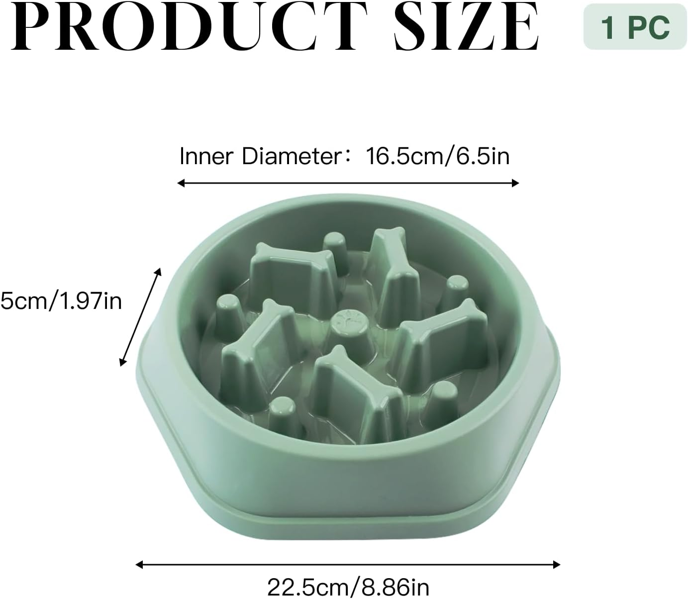 Large Slow Feeder Dog Bowl, Anti-Gulping Puzzle Bowl with Non-Slip Base, Designed to Reduce Bloating and Overeating for Medium and Large Dogs, Durable PP Material, Light Green image number 1