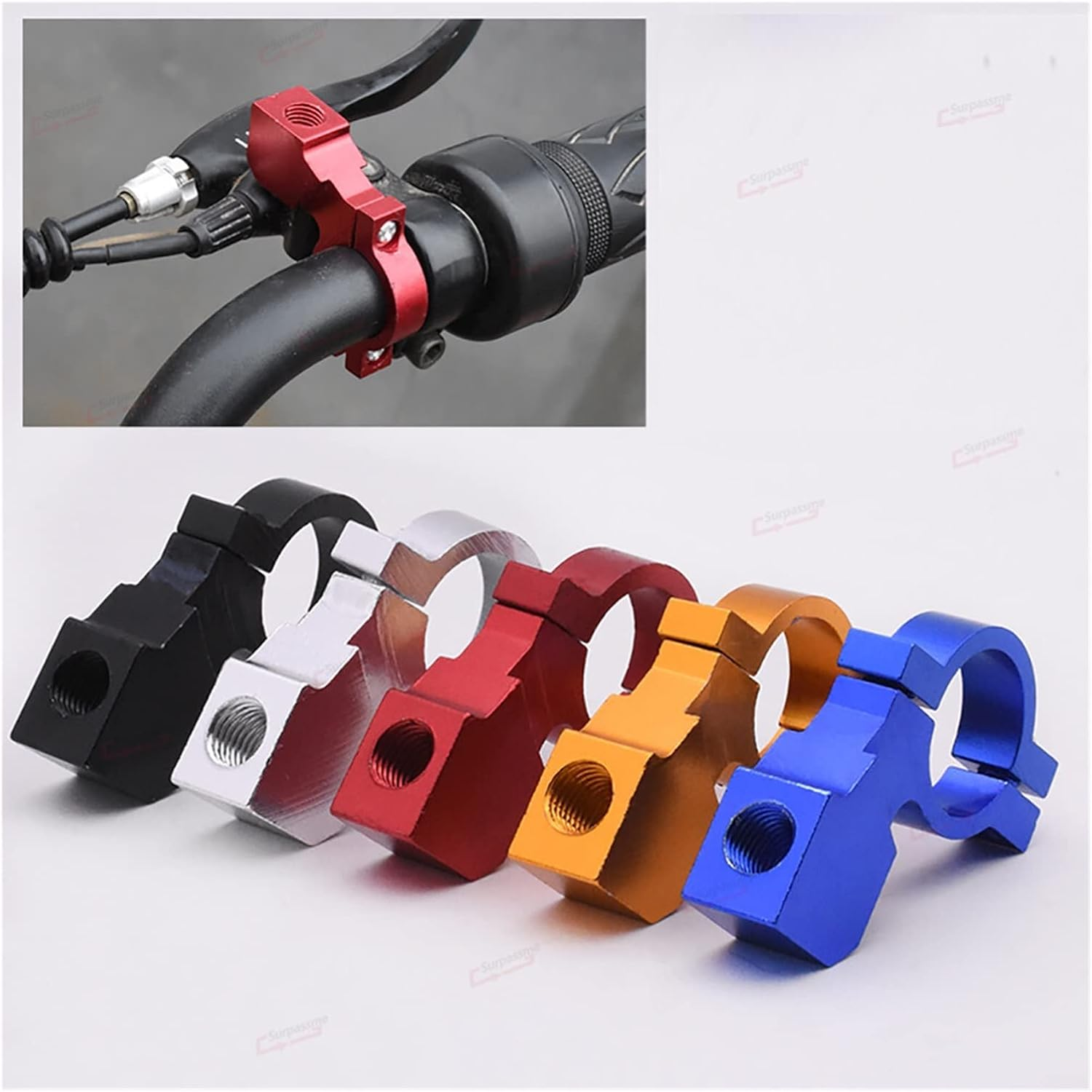 ZHANGTIAN 1PCS Universal 10MM Motorcycle Rearview Mirror Mount Adapter Holder Clamp Screw 7/8'' Handlebar Motorbike Scooter Accessories (Color : Gold)