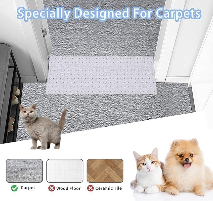WEZCHUGHAOL 3.6Ftcarpet Protector for Pets-Cat Carpet Protector for Doorway, DIY Anti-Slip anti Scratch under Door Cat Scratch Protector Mat,Easy to Cut Clear PVC Carpet Scratch Stopper