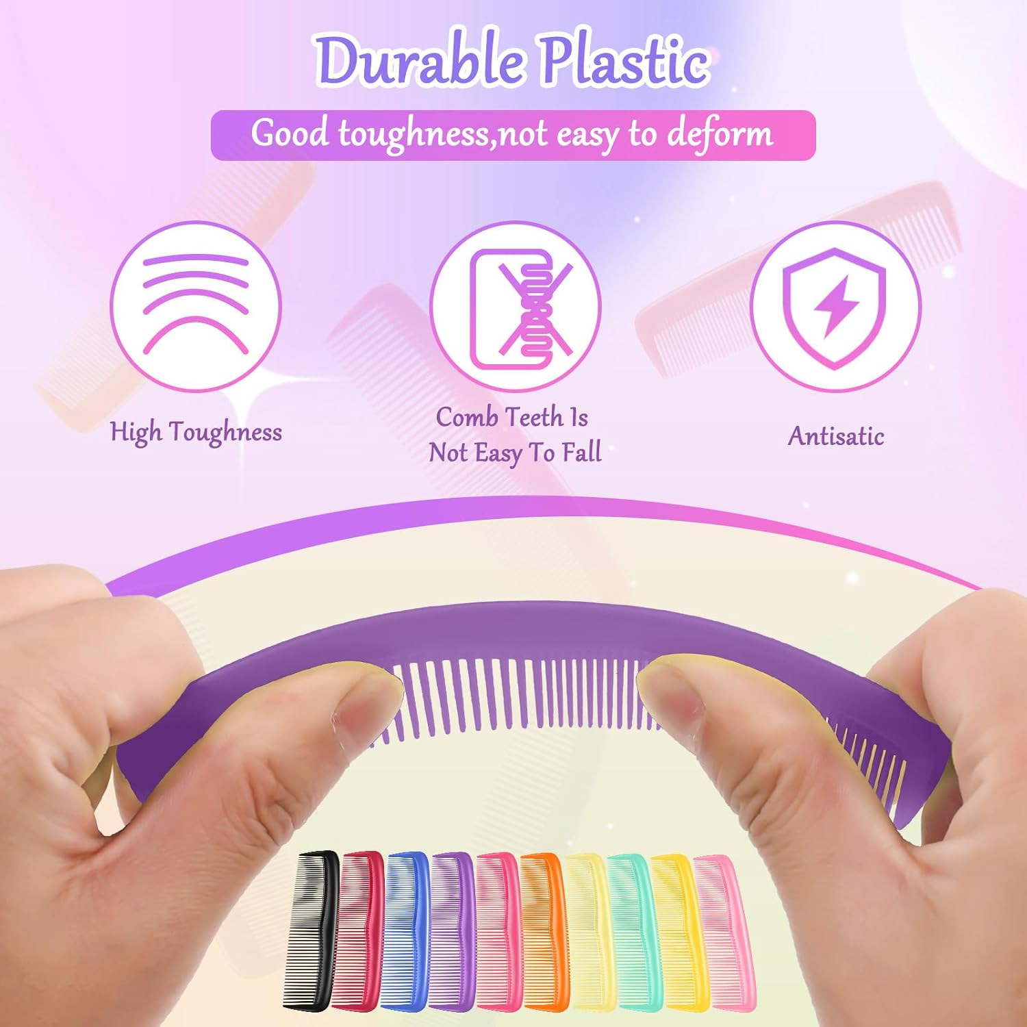 HOFASON 100 Pack Combs Bulk, Individually Wrapped Hair Combs for Women, Men & Kids, Disposable Travel Comb & Mini Comb for Gym, Hotel, Airbnb, Shelter, Nursing Home, Charity, 10 Colors image number 2