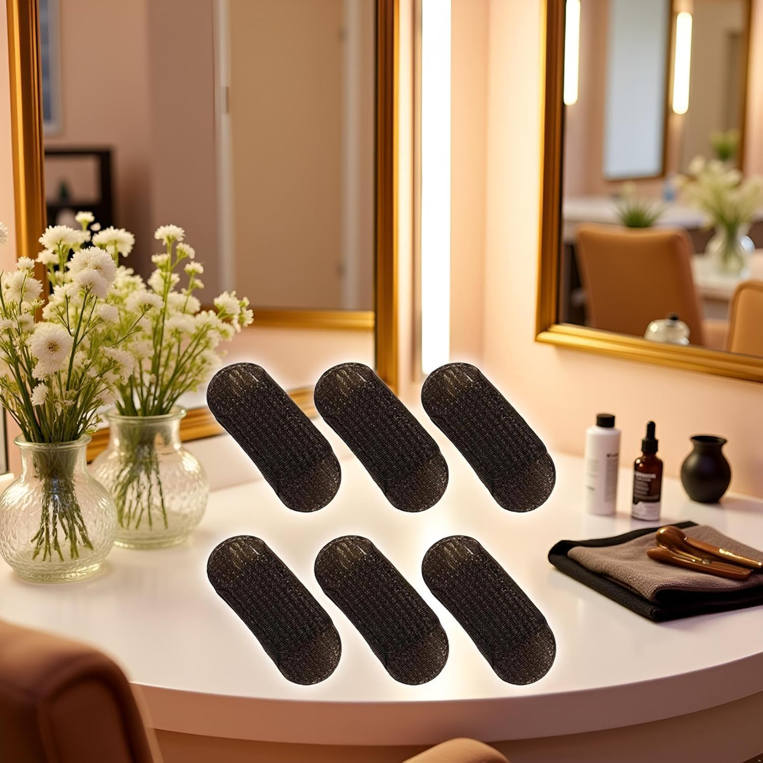 6 Pcs Brown Sponge Volume Hair Bases Volume Inserts Hair Clip Fluffy Cushion Bump It up Piece Styling Pad for Women Girls Clips Barrettes Accessories image number 1