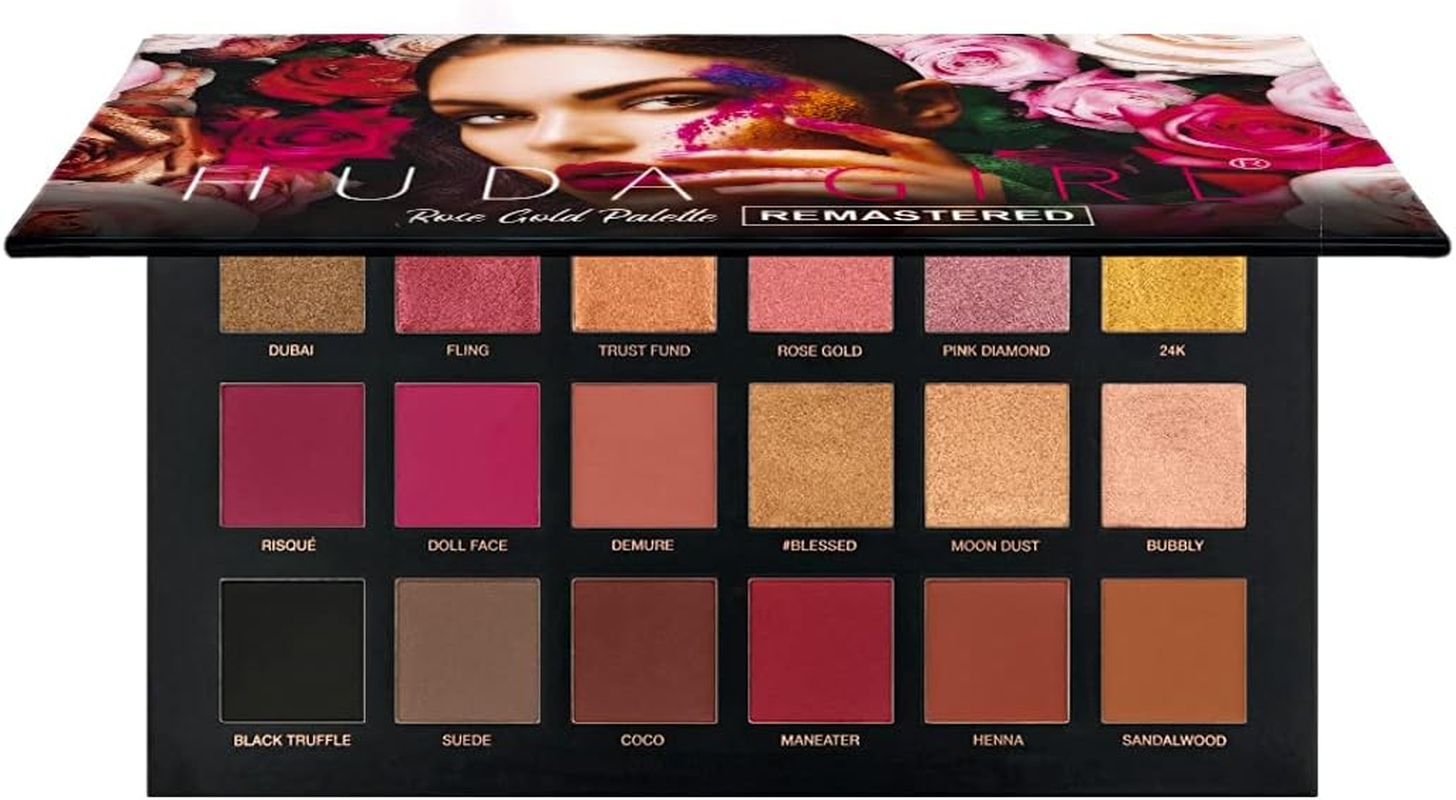 Huda Girl Beauty New Nude and Rose Gold Remastered Eyeshadow Palette, 6 Shades Makeup Kit for Girls, Semi-Matte Finish image number 2