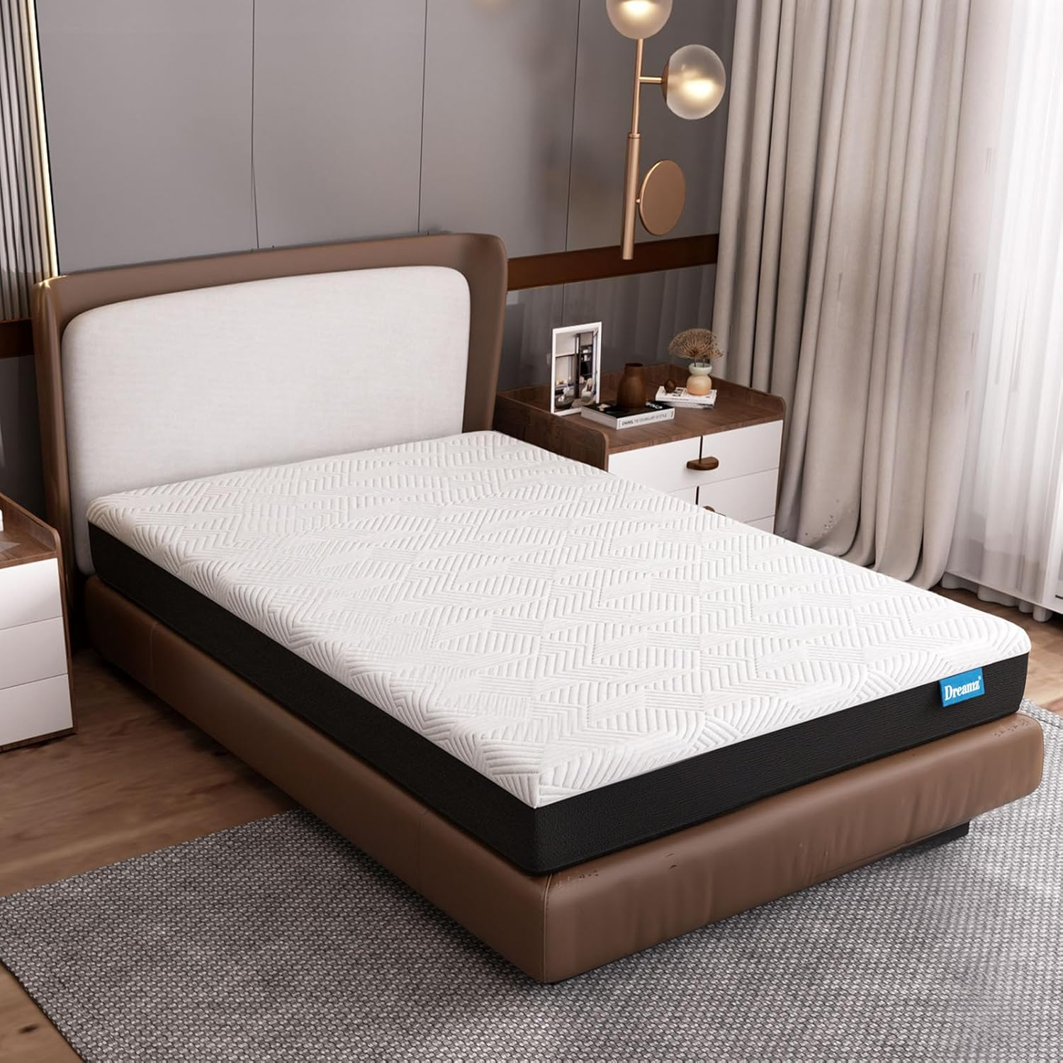 Dreamz Single Mattress, Hybrid Mattress with Blue Gel Memory Foam, High Density Foam Layer, Medium Firm, Premium Comfort, Breathable Top, Antibacterial & Removable Cover 20CM Thickness image number 1