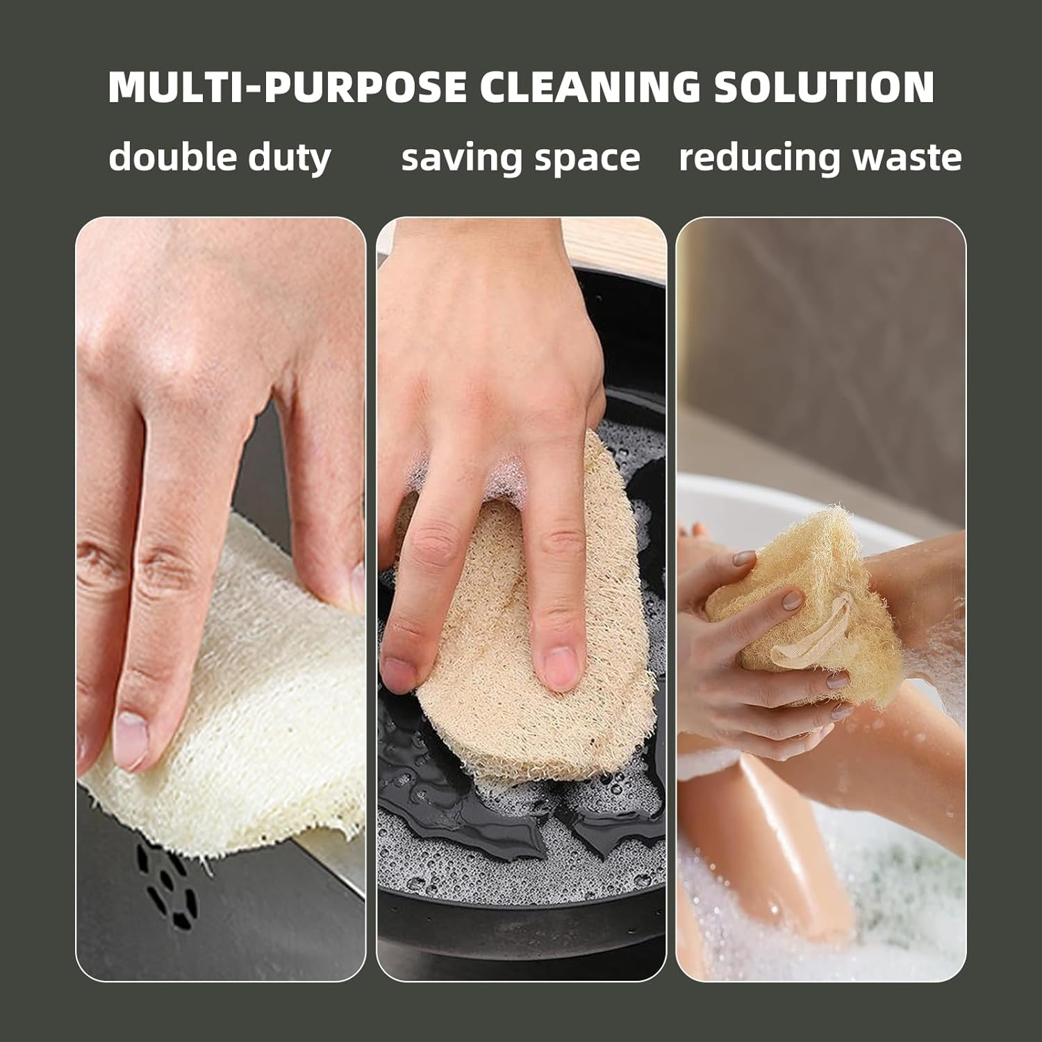 Suytvenxau 2 PCS Loofah Natural Shower Sponges, Body Loofah, Eco-Friendly Exfoliating Body Sponge for Skin Care, Bath Spa, Kitchen Cleaning, Soft Touch, Organic image number 4