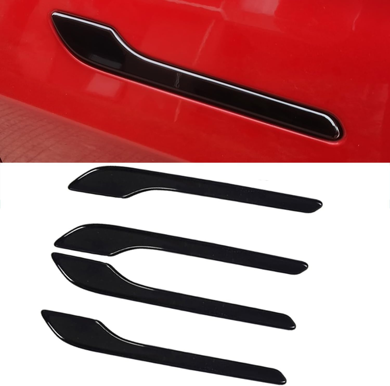 Suleto Car Handle Cover Compatible with Tesla Model 3/Y, Door Handle Cover Wrap Sticker Decoration Stylish for Model 3/Y 2017-2023 Car Door Handles Wrap Cover Car Accessories 4PCS - Glossy Black